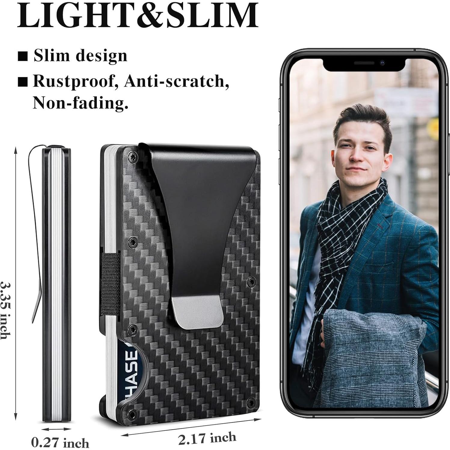 Billetera Minimalista RFID Aluminio YIWU Fibra de Carbono