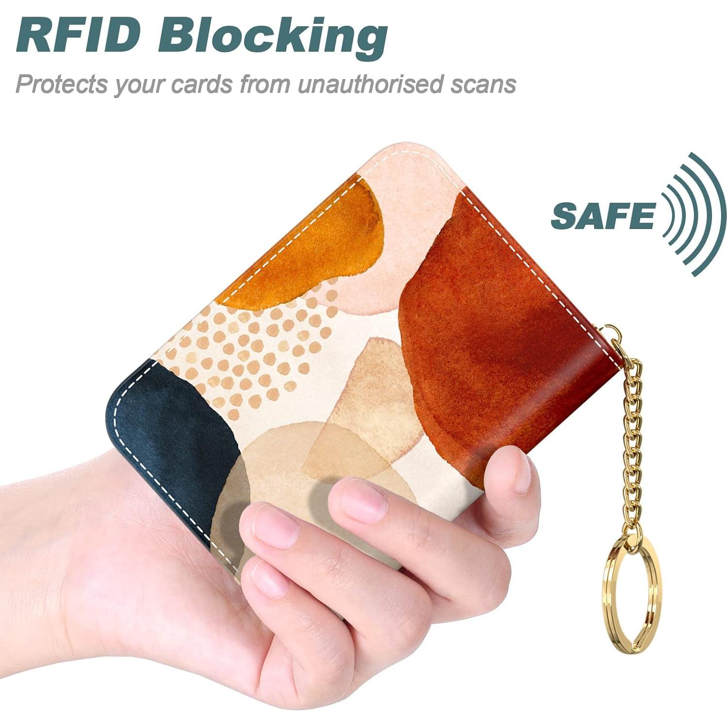 Monedero RFID Nipichsha para Mujeres, Cuero Delgado, Arte Abstracto