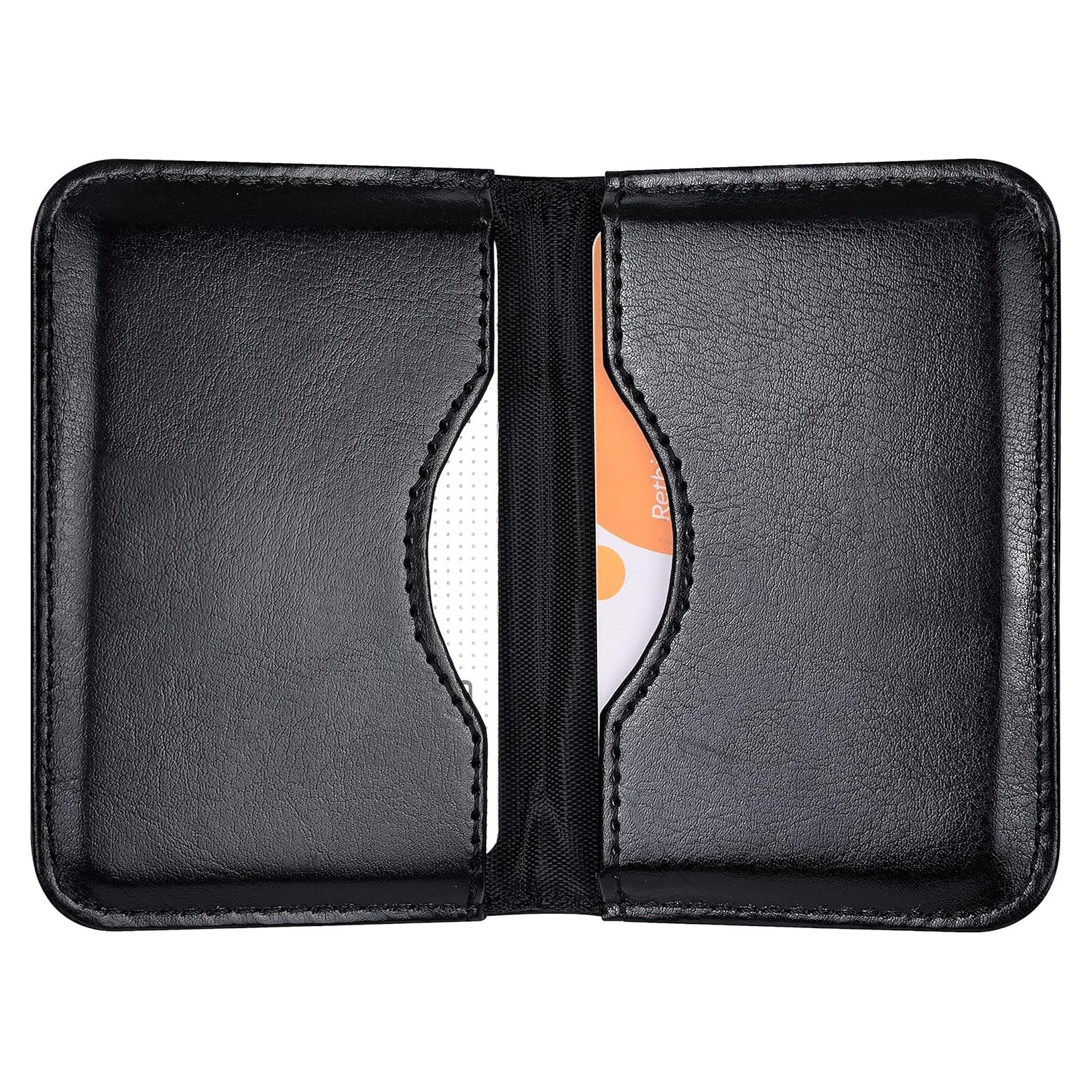 Portatarjetas de Visita Wisdompro de Cuero PU Negro Ultra Delgado