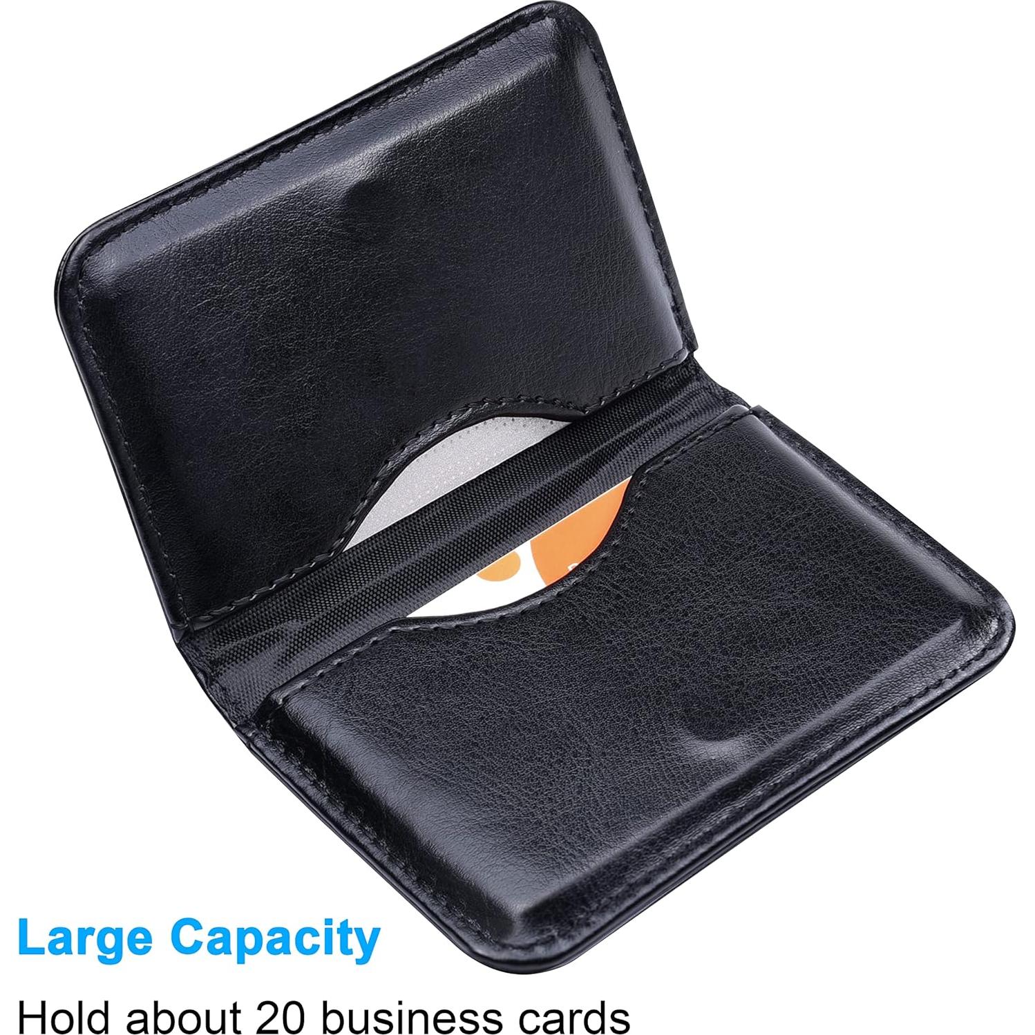 Portatarjetas de Visita Wisdompro de Cuero PU Negro Ultra Delgado