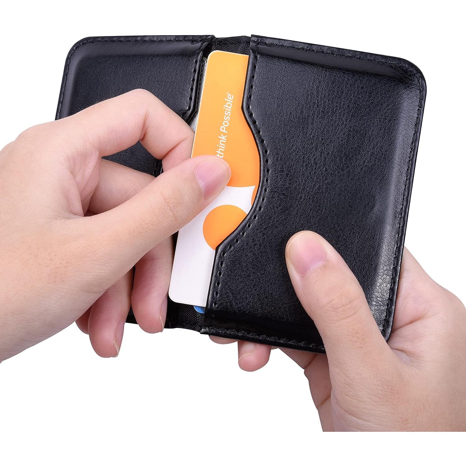 Portatarjetas de Visita Wisdompro de Cuero PU Negro Ultra Delgado