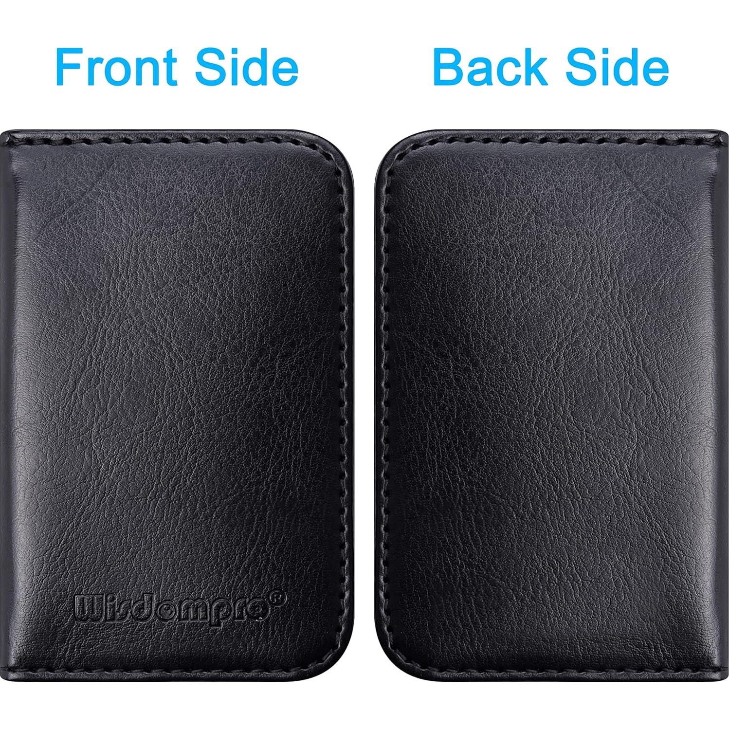 Portatarjetas de Visita Wisdompro de Cuero PU Negro Ultra Delgado