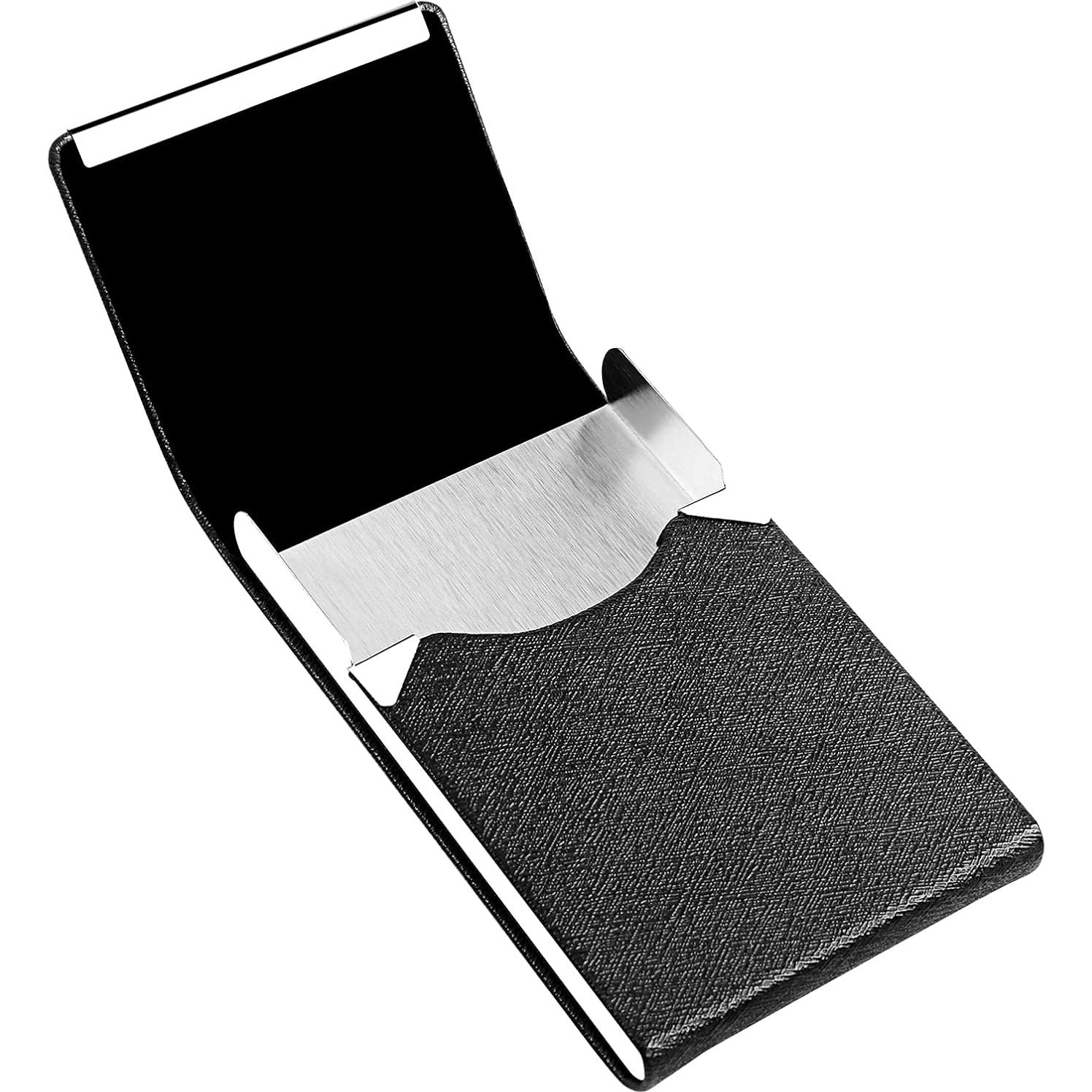 Estuche de Tarjetas de Visita DMFLY de Cuero PU Negro con Cierre Magnético