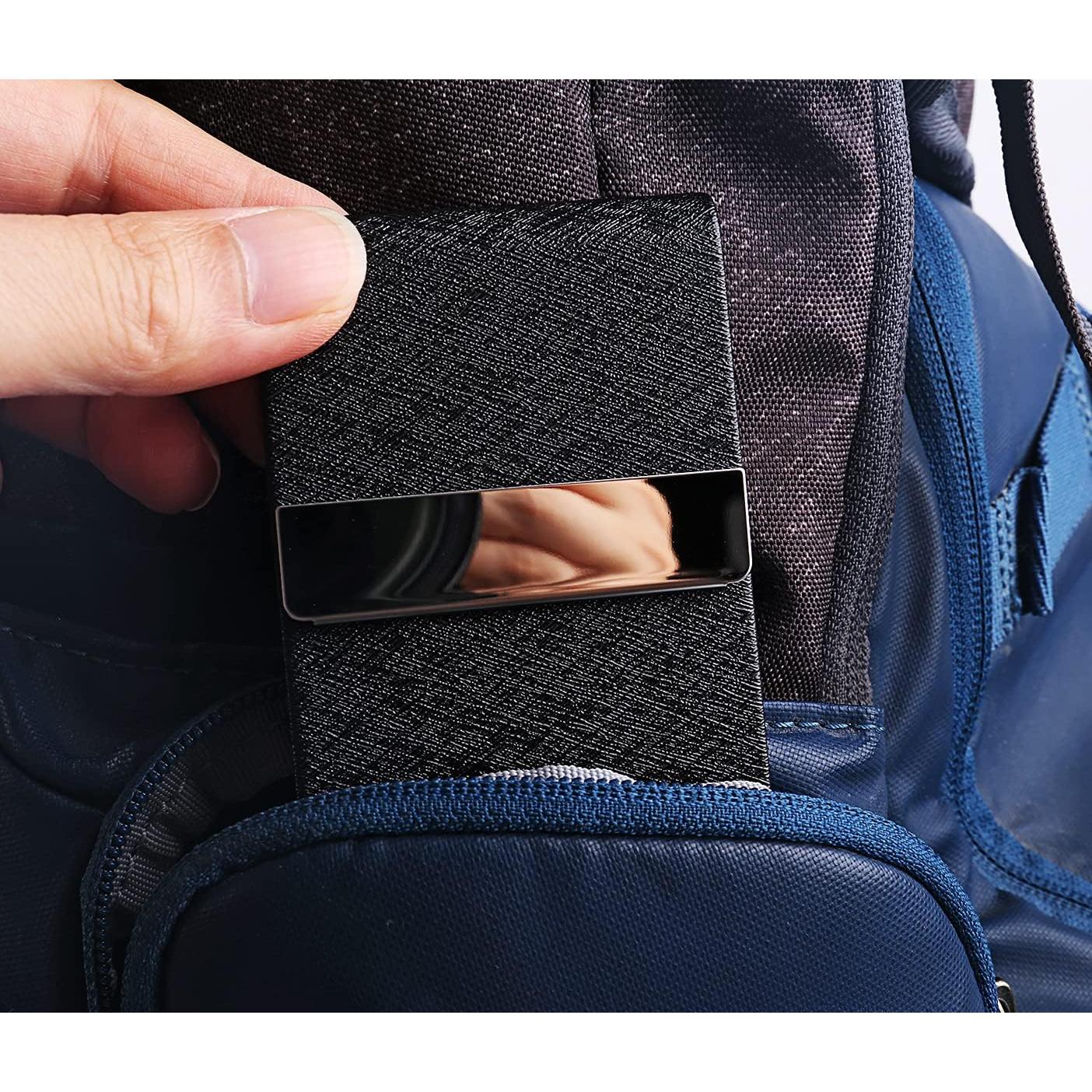 Estuche de Tarjetas de Visita DMFLY de Cuero PU Negro con Cierre Magnético