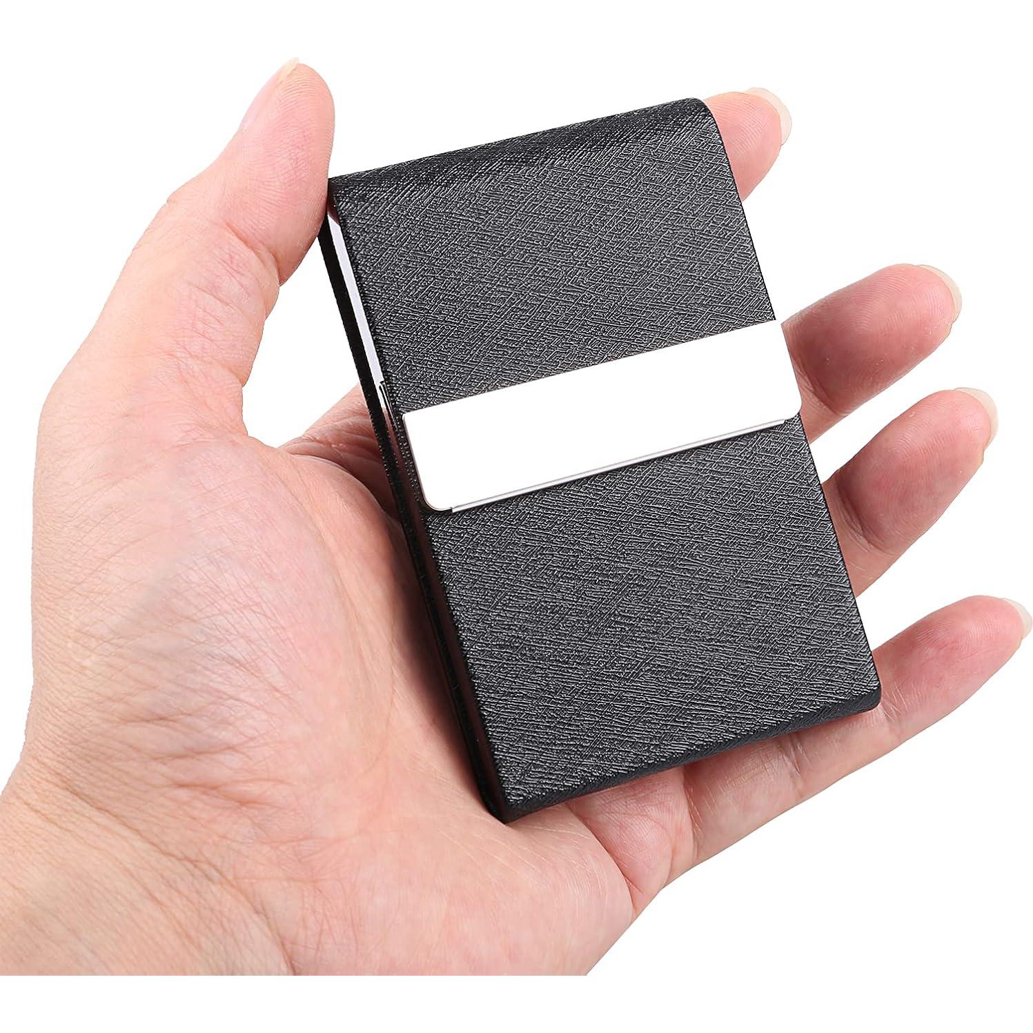 Estuche de Tarjetas de Visita DMFLY de Cuero PU Negro con Cierre Magnético