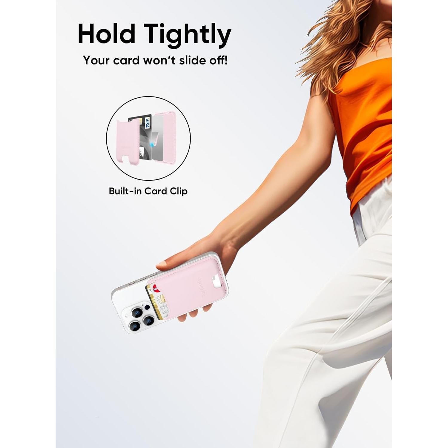 Soporte para Tarjetas TopMade Rosa, Cuero Premium, RFID, 4 Tarjetas