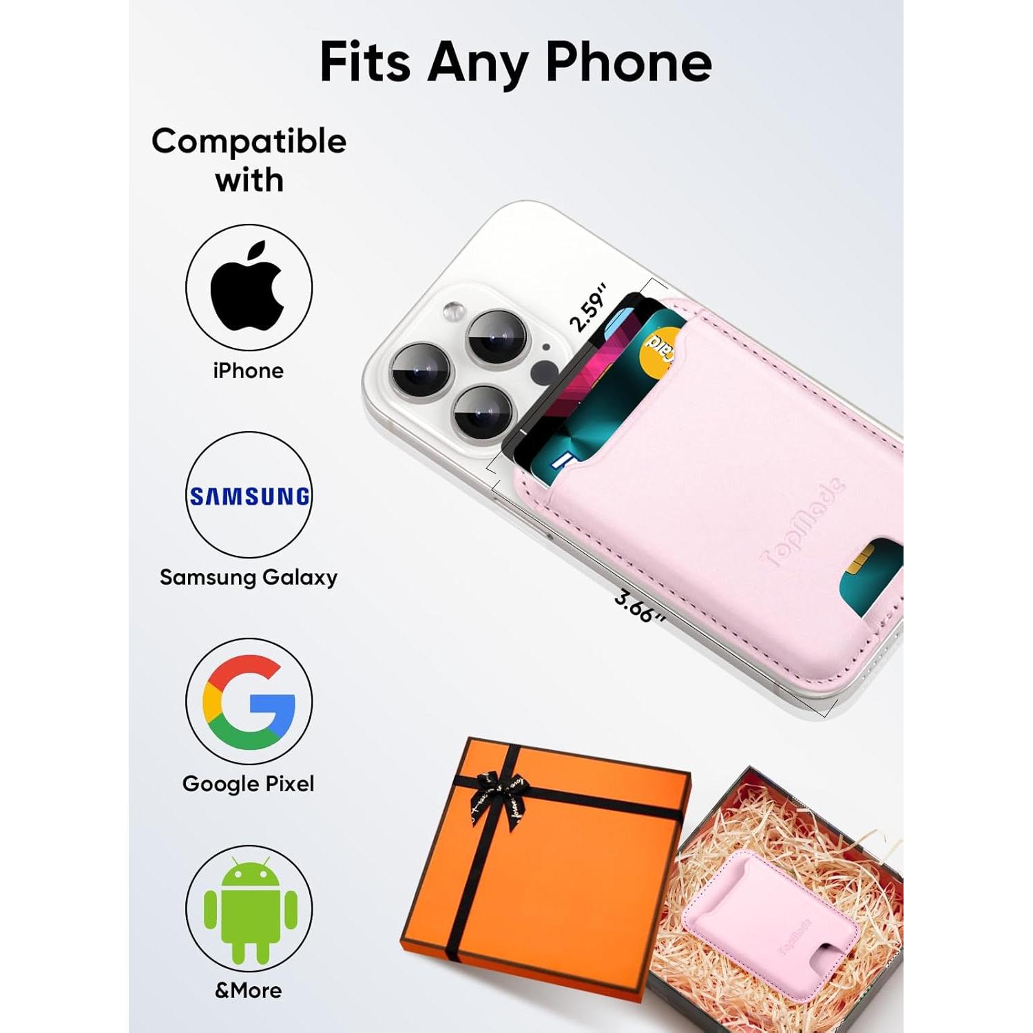 Soporte para Tarjetas TopMade Rosa, Cuero Premium, RFID, 4 Tarjetas