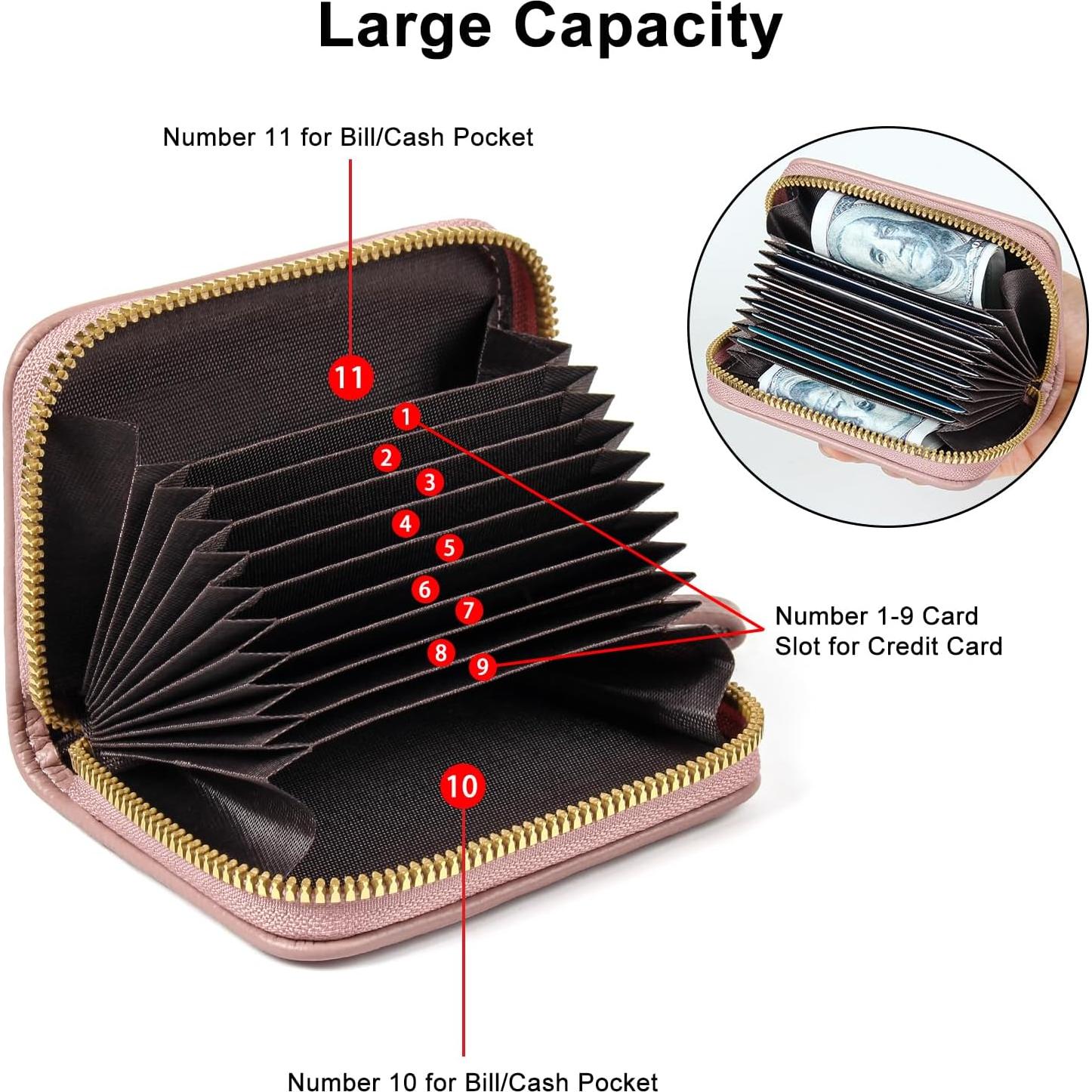 Porta Tarjetas EcoVision con RFID, Cartera Acordeón Rosa