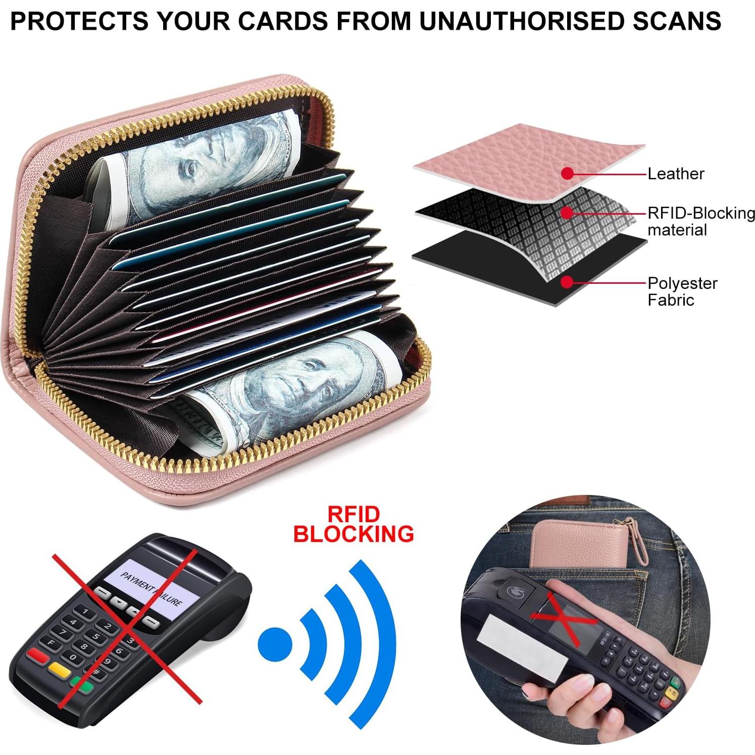 Porta Tarjetas EcoVision con RFID, Cartera Acordeón Rosa