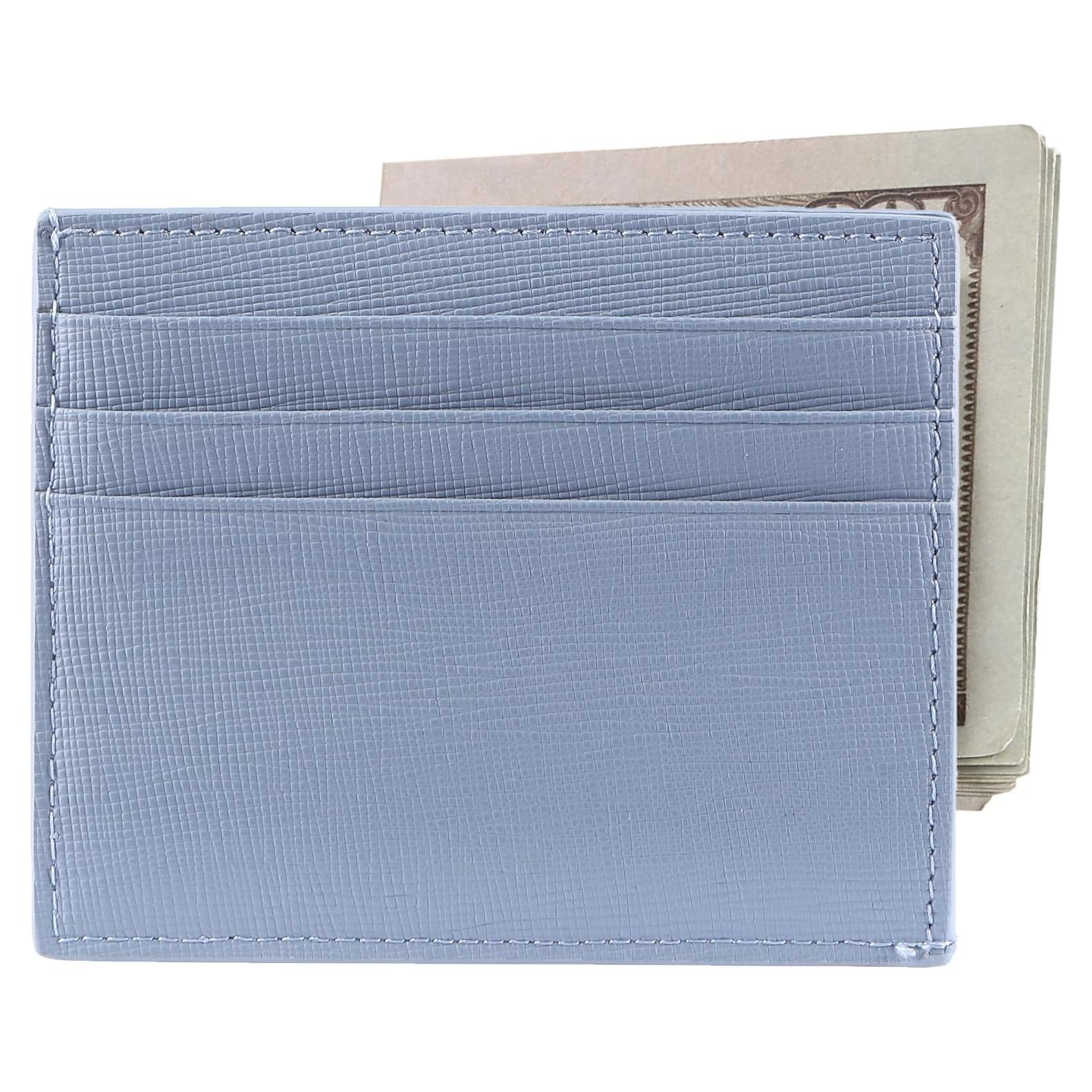 Cartera Porta Tarjetas Slim YIIJAY con Bloqueo RFID Azul