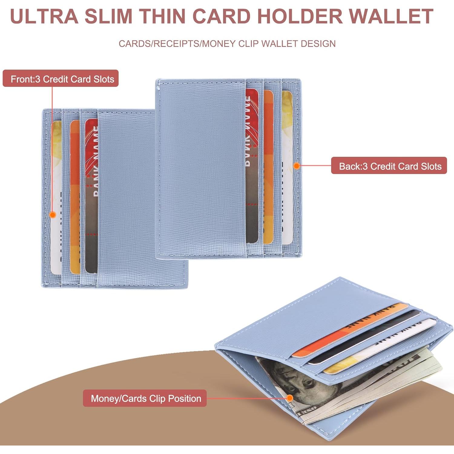 Cartera Porta Tarjetas Slim YIIJAY con Bloqueo RFID Azul