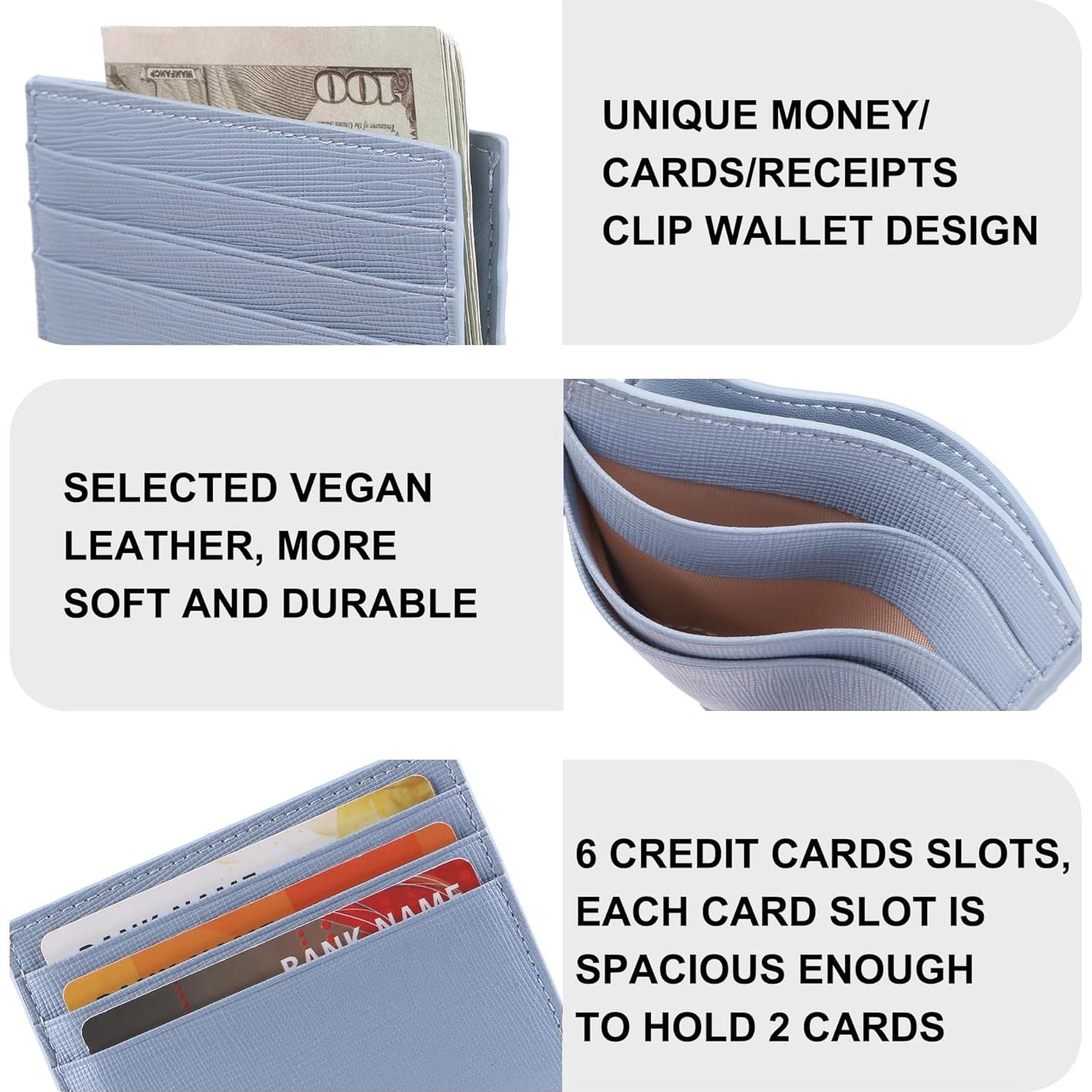 Cartera Porta Tarjetas Slim YIIJAY con Bloqueo RFID Azul