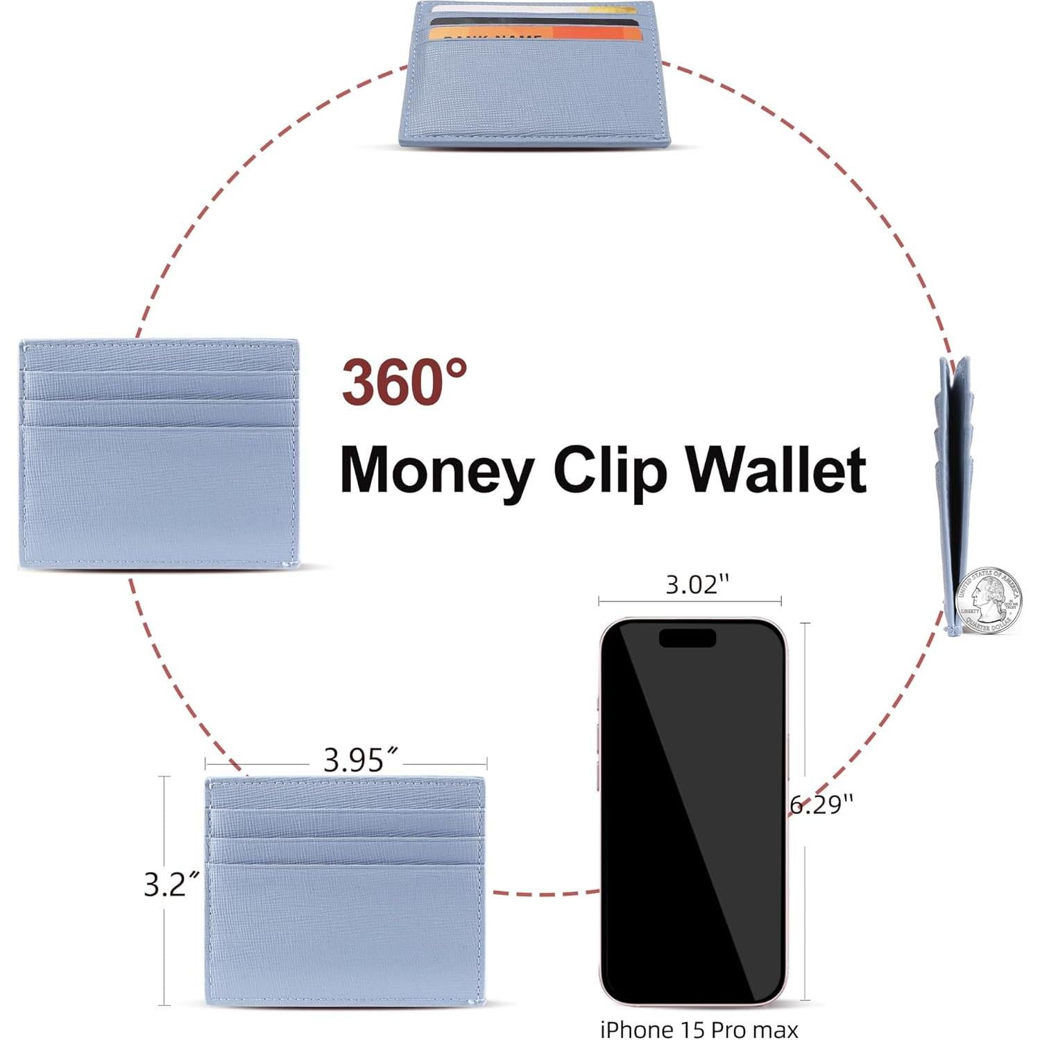 Cartera Porta Tarjetas Slim YIIJAY con Bloqueo RFID Azul