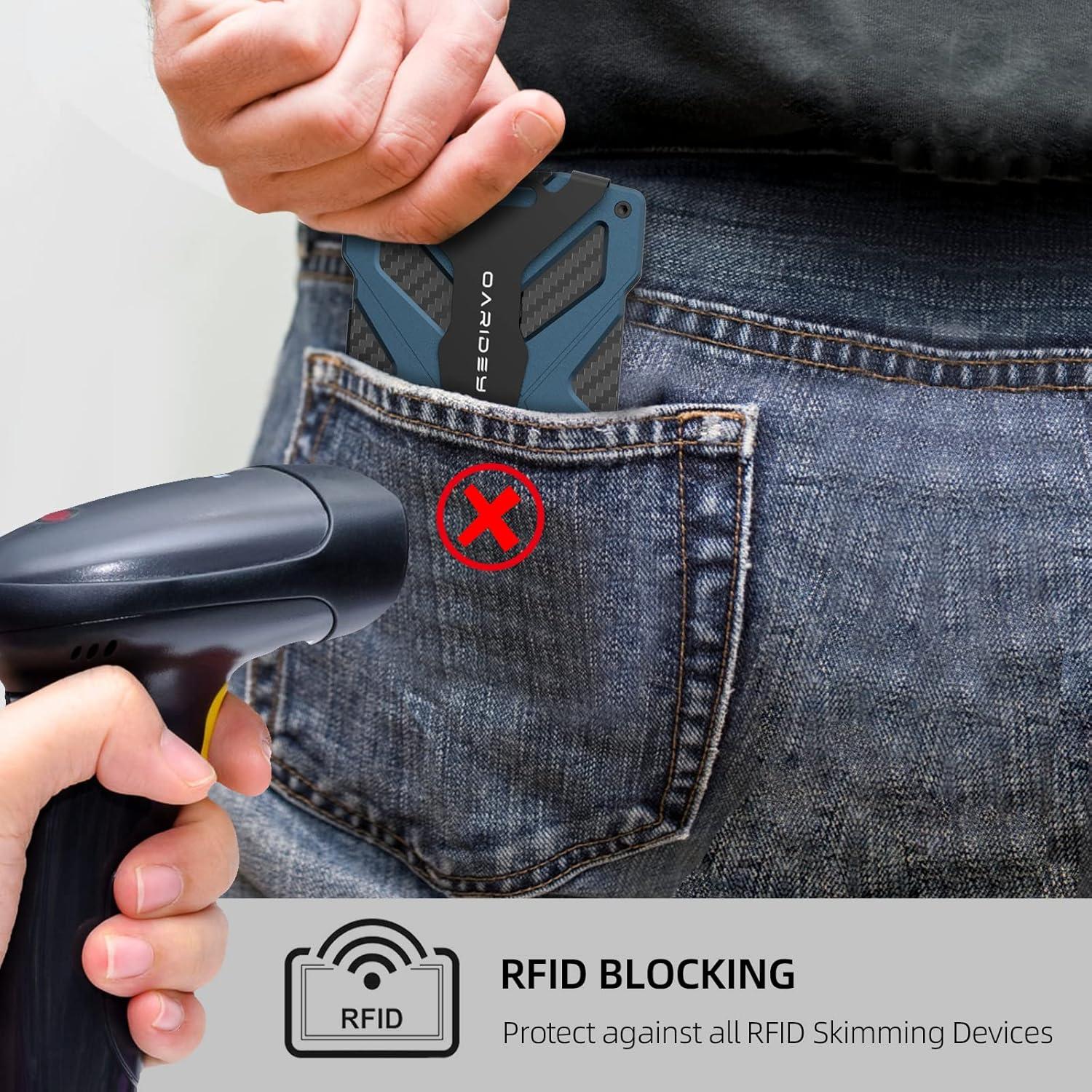 Billetera Minimalista Oaridey Azul Marino con Bloqueo RFID