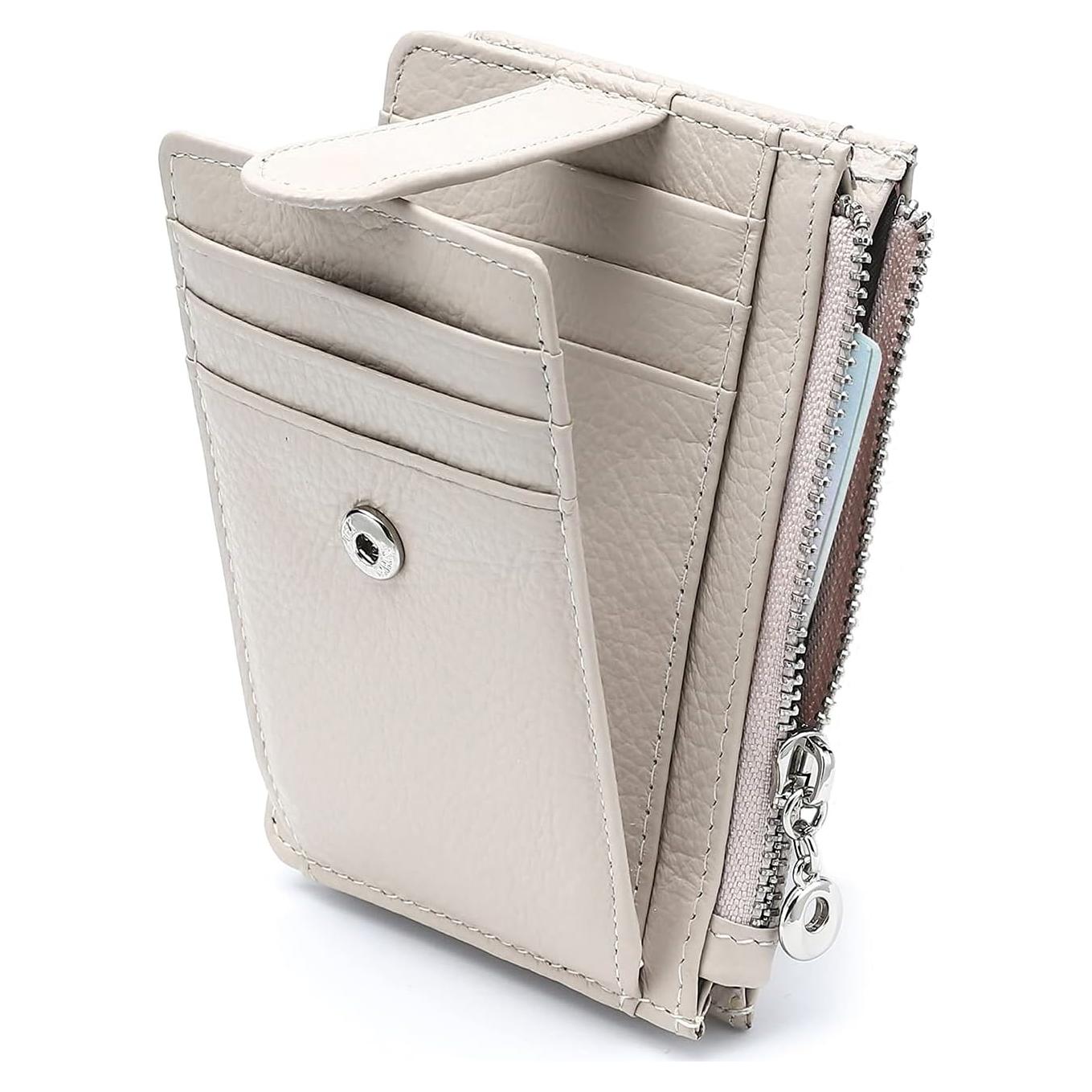 Billetera delgada Fependu para mujeres con bloqueo RFID en cuero