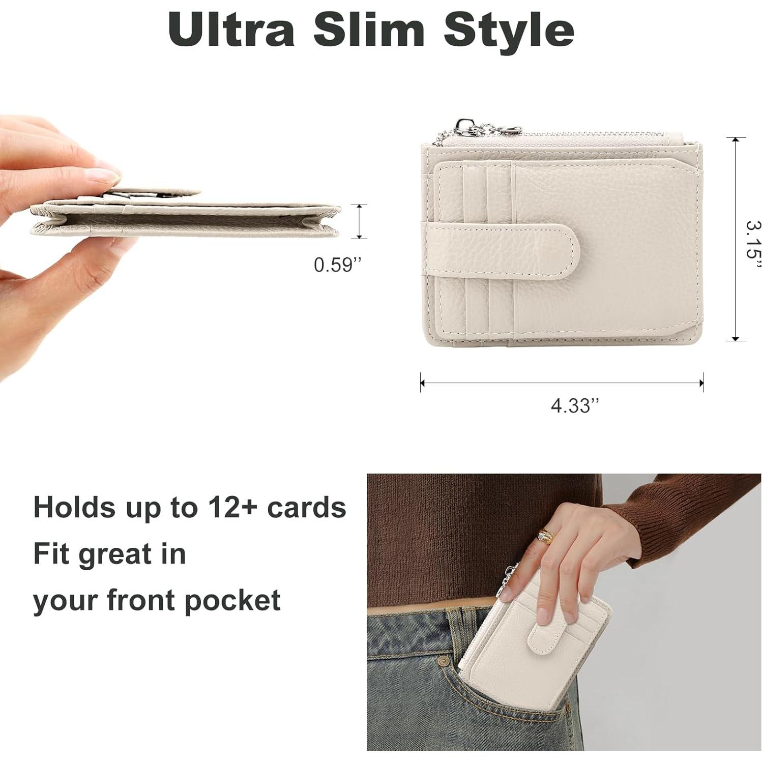 Billetera delgada Fependu para mujeres con bloqueo RFID en cuero