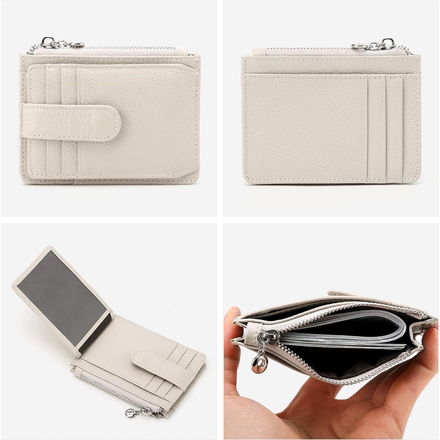 Billetera delgada Fependu para mujeres con bloqueo RFID en cuero