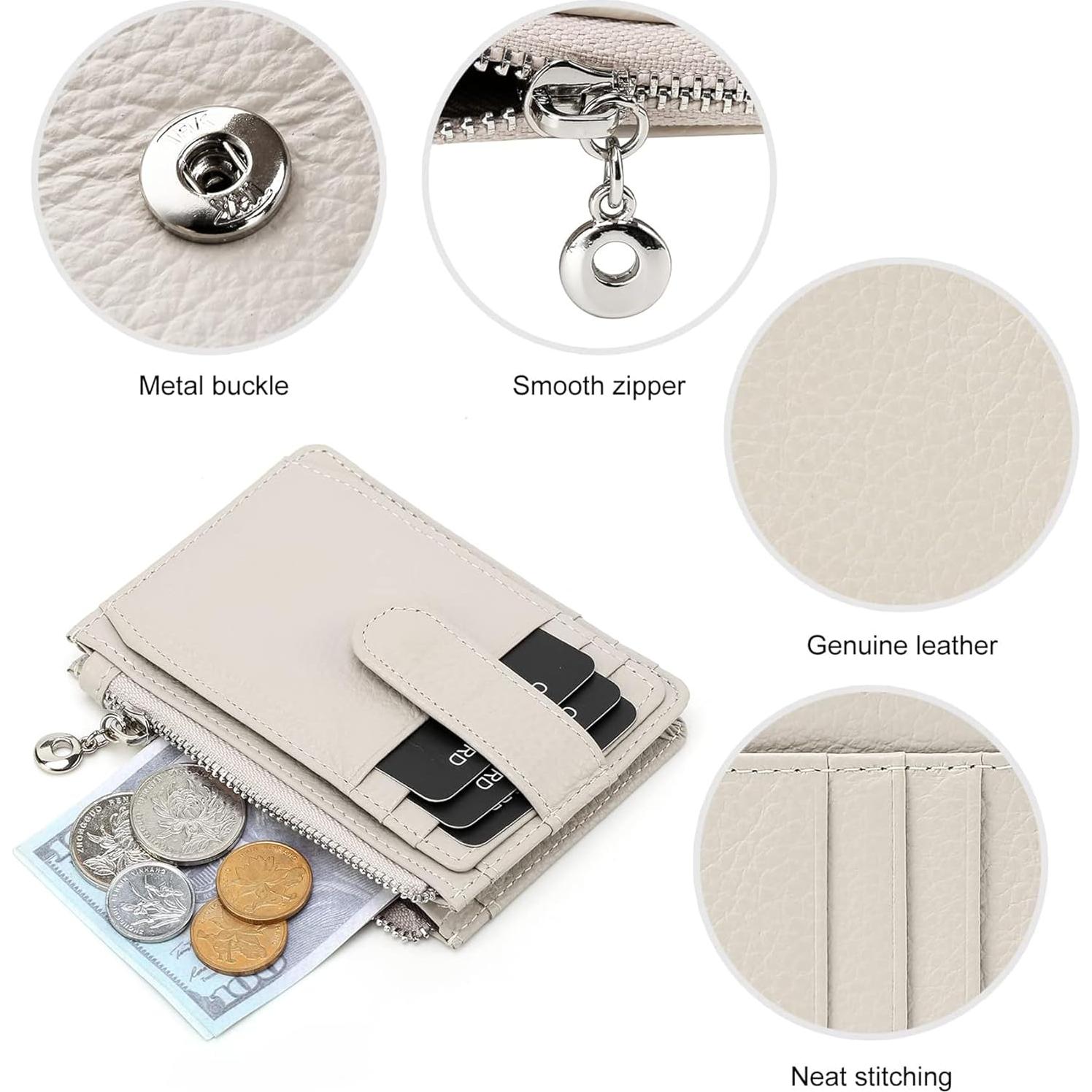 Billetera delgada Fependu para mujeres con bloqueo RFID en cuero