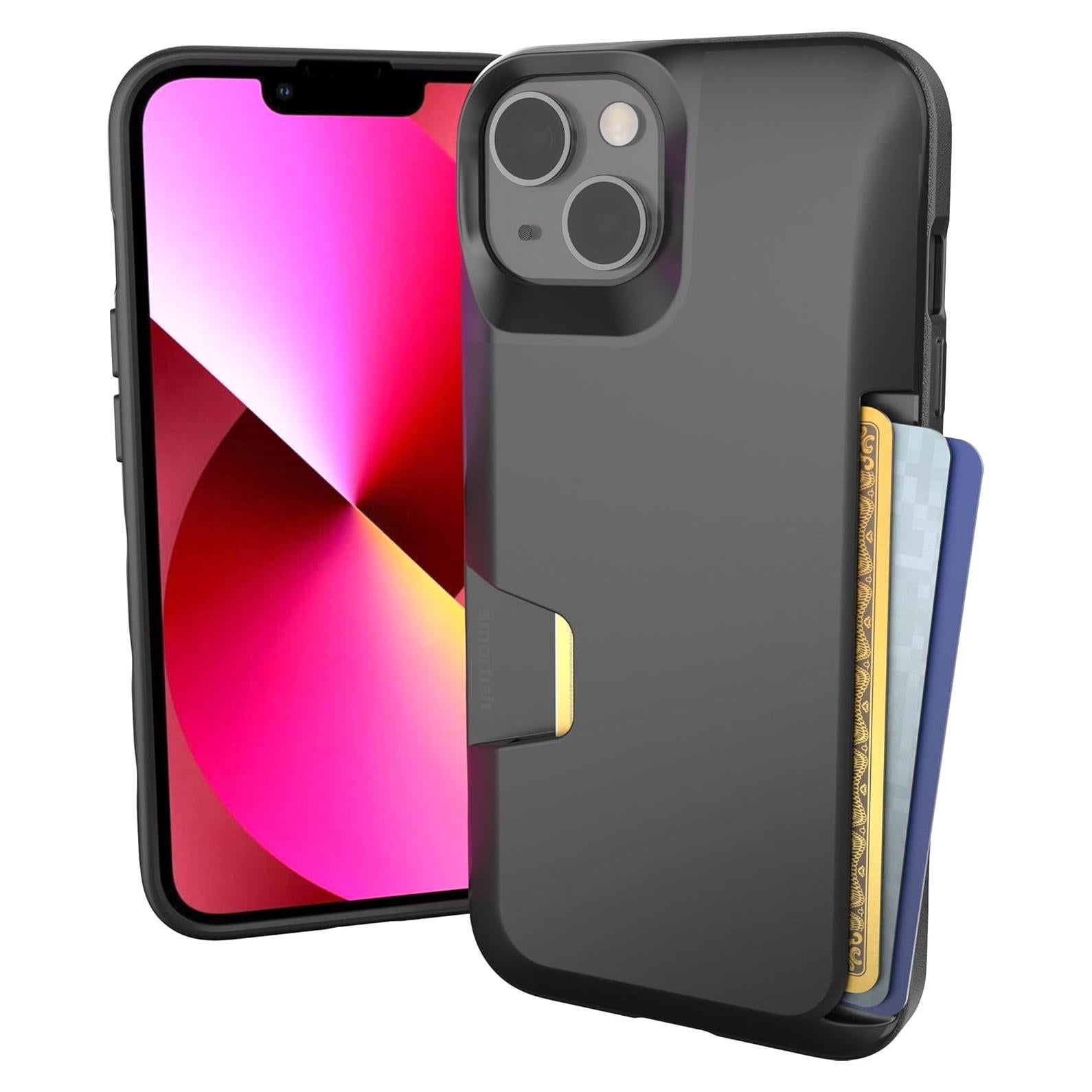 Funda delgada Smartish para iPhone 13 - Cartera Negra