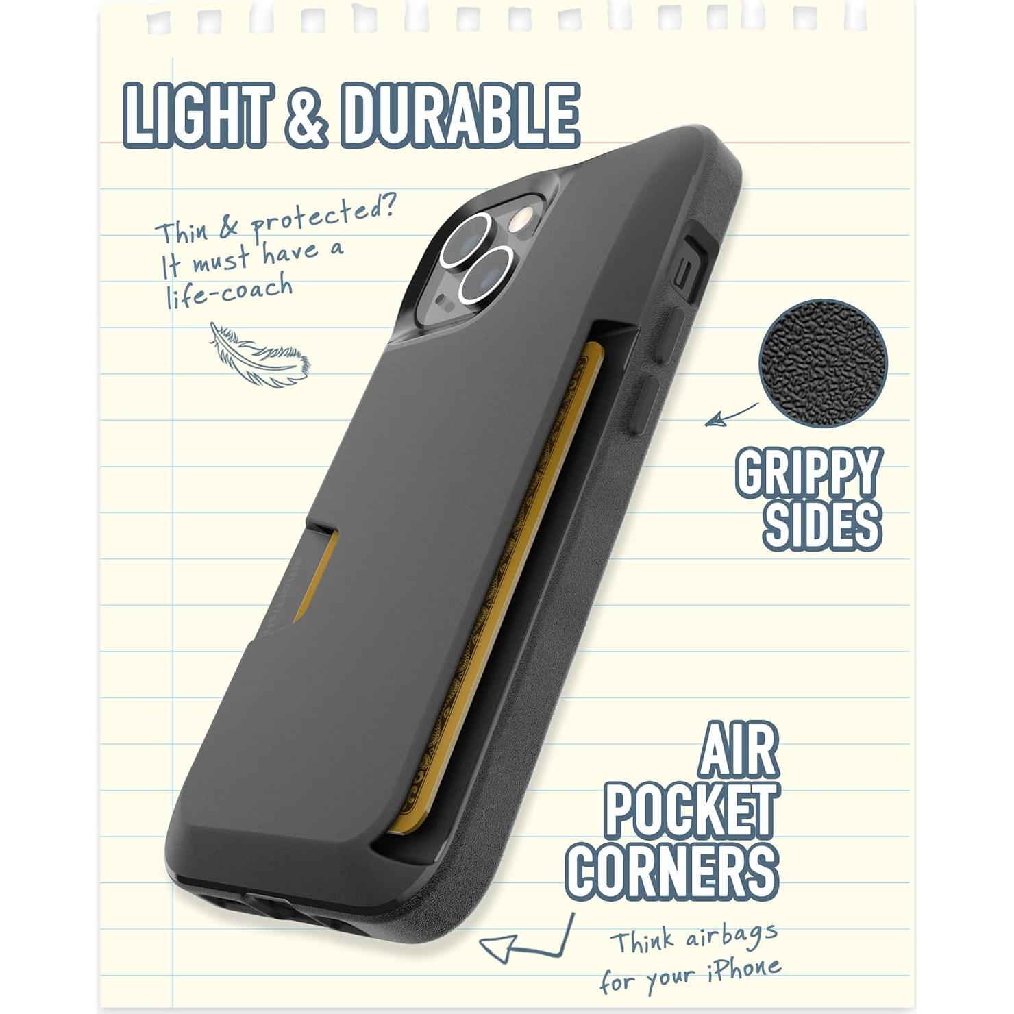 Funda delgada Smartish para iPhone 13 - Cartera Negra