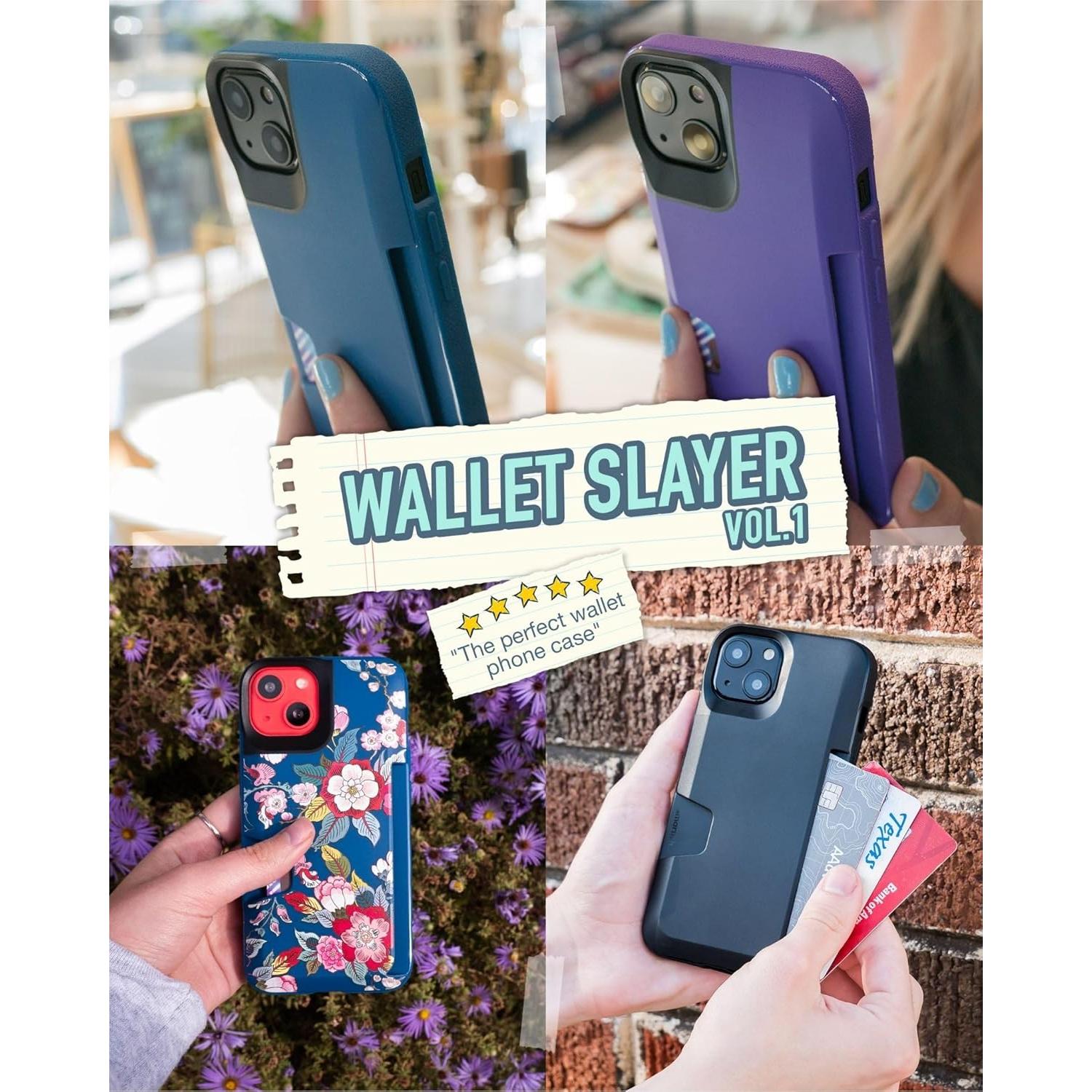 Funda delgada Smartish para iPhone 13 - Cartera Negra