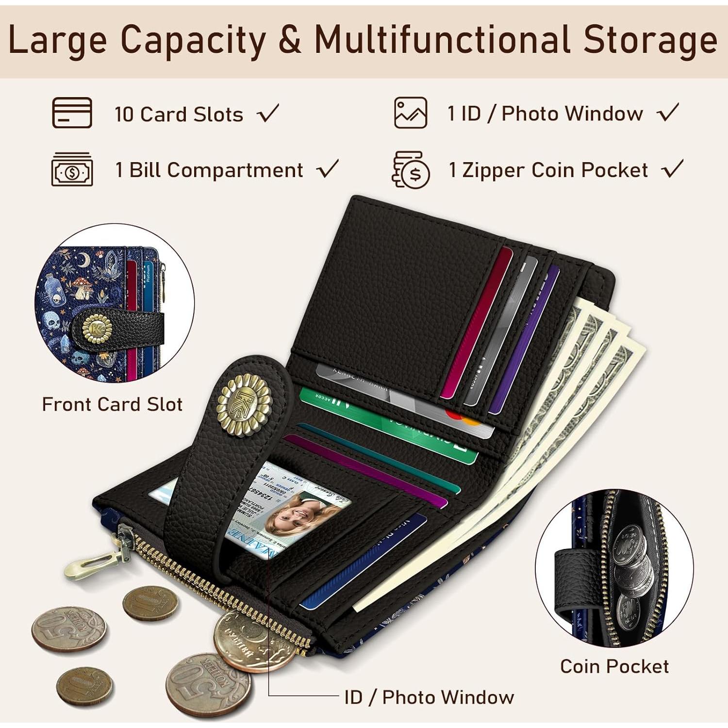 Cartera Bifolding Mujer Kelvoris con RFID y 10 Ranuras