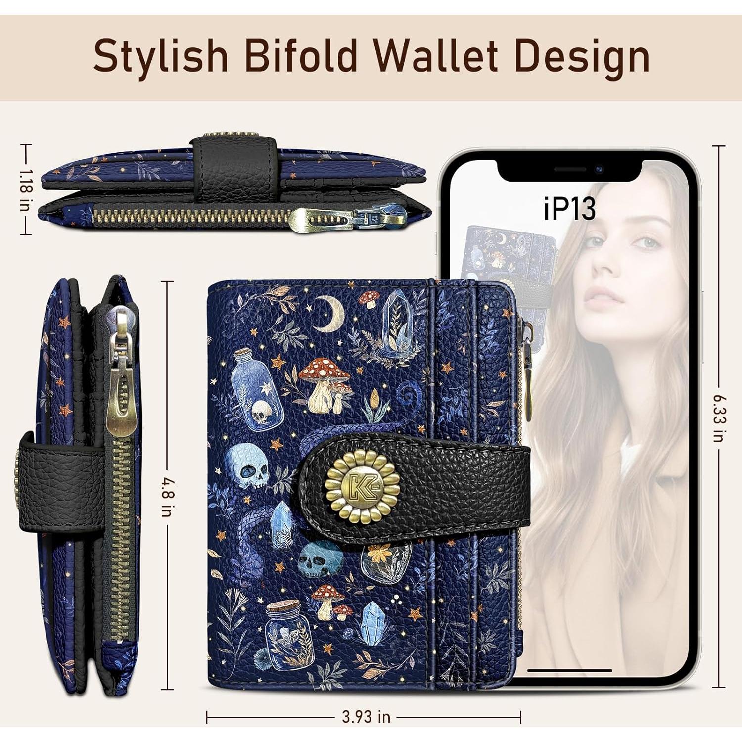 Cartera Bifolding Mujer Kelvoris con RFID y 10 Ranuras