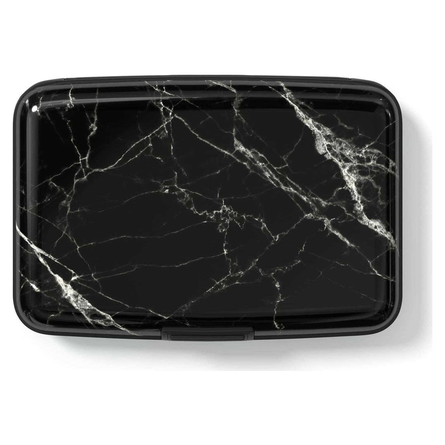 Portatarjetas RFID Hsxnam para Mujeres, Mármol Negro, Compacto