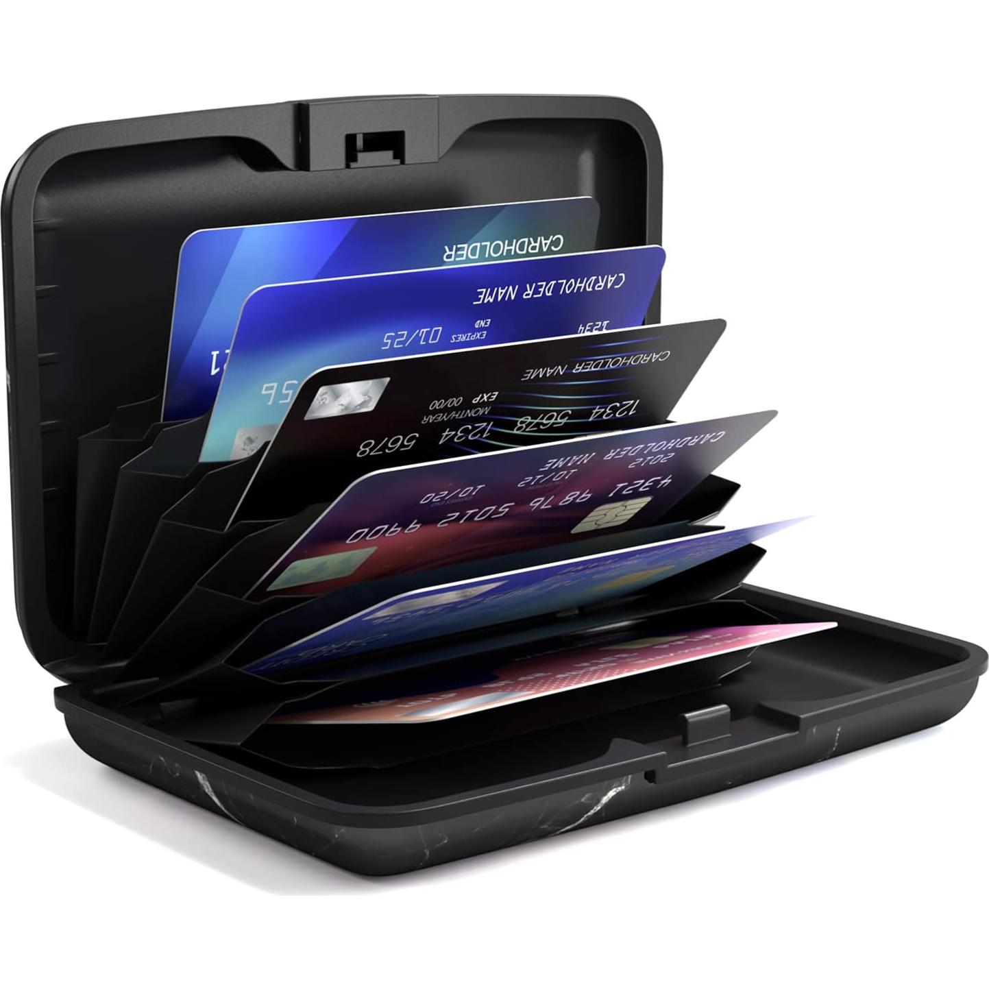 Portatarjetas RFID Hsxnam para Mujeres, Mármol Negro, Compacto