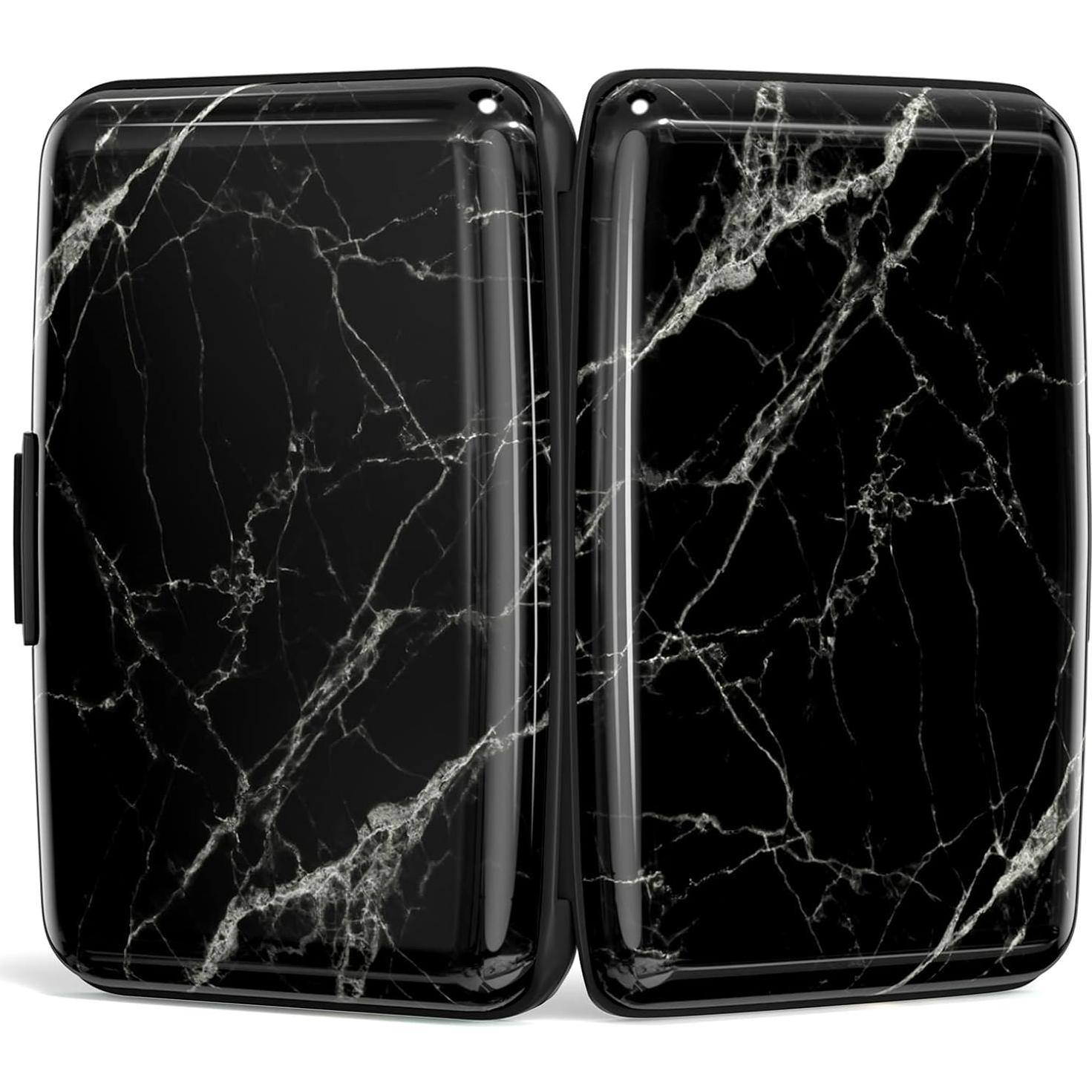 Portatarjetas RFID Hsxnam para Mujeres, Mármol Negro, Compacto