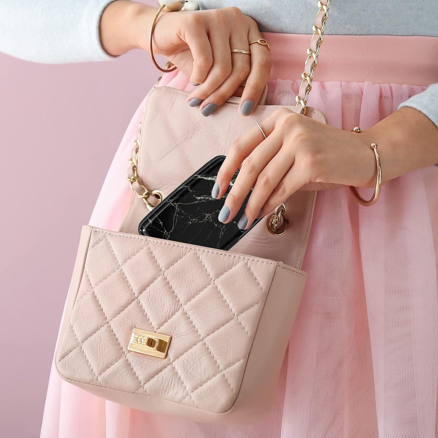 Portatarjetas RFID Hsxnam para Mujeres, Mármol Negro, Compacto