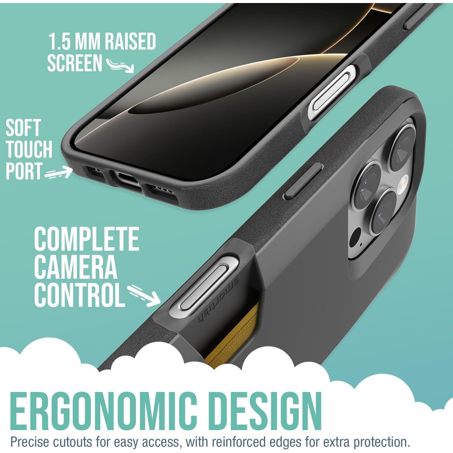 Funda Smartish para iPhone 16 Pro - Delgado y Protector, Negro