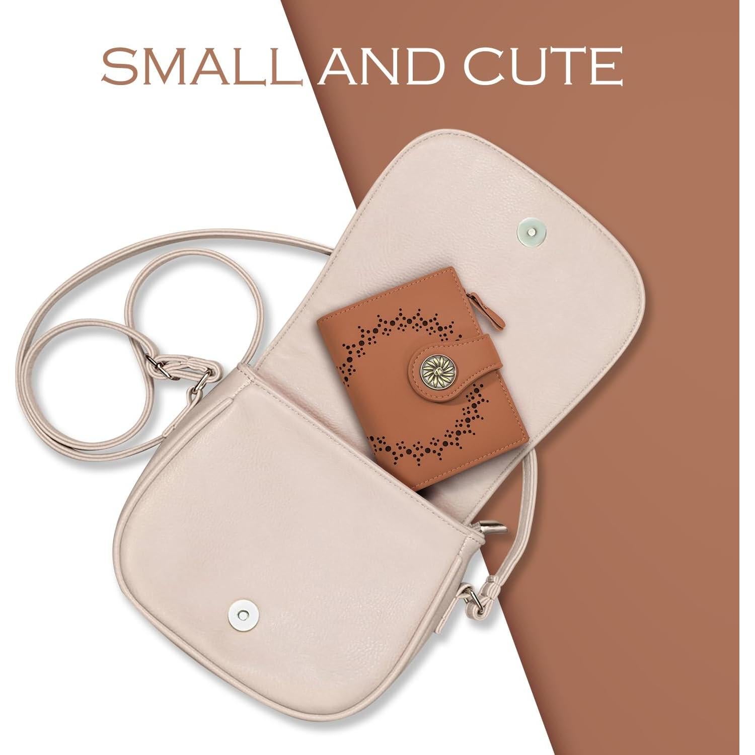 Cartera Pequeña Mujer Cuero Tipmile Bloqueo RFID Marrón