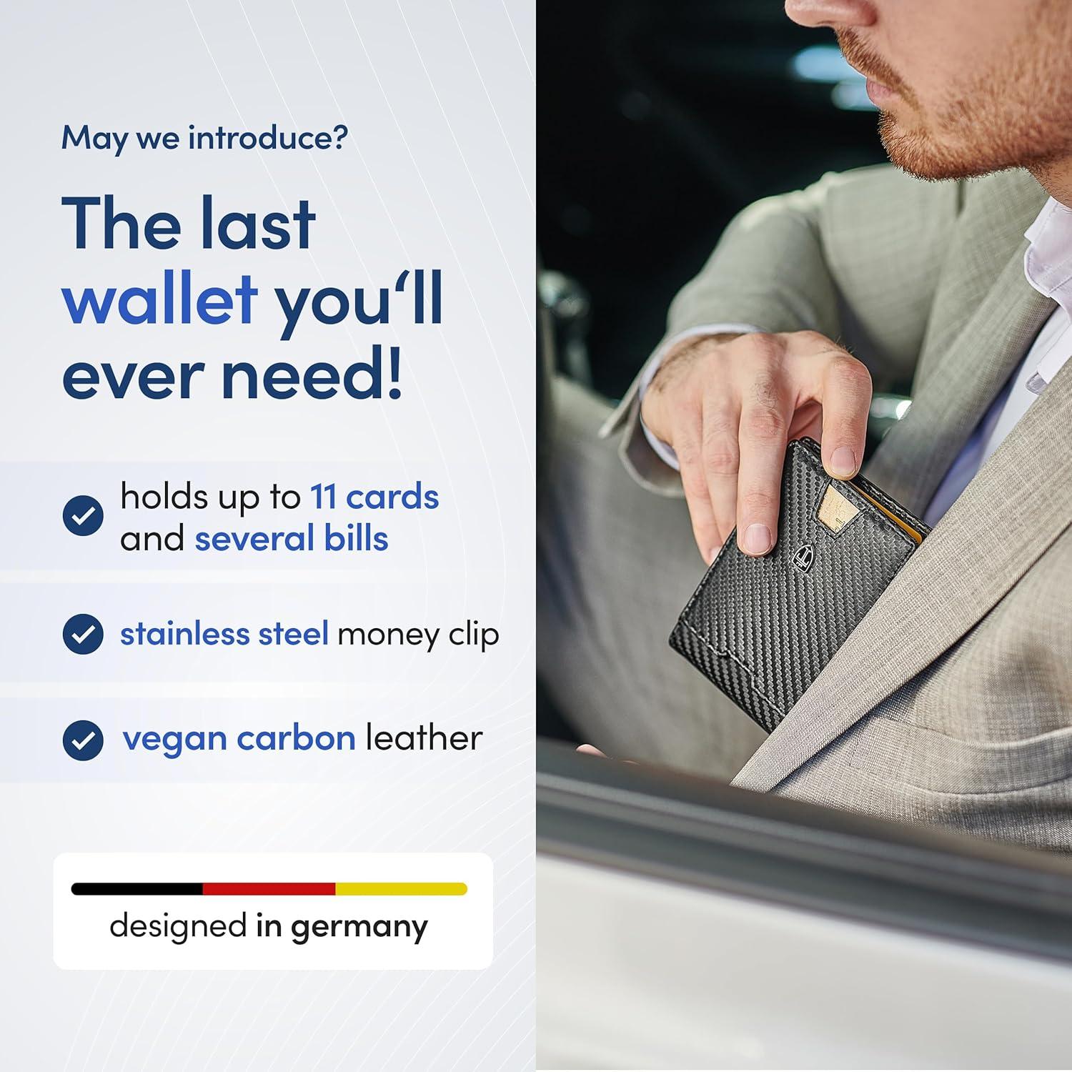 Cartera Slim Travando AUSTIN para Hombre con Clip y Bloqueo RFID