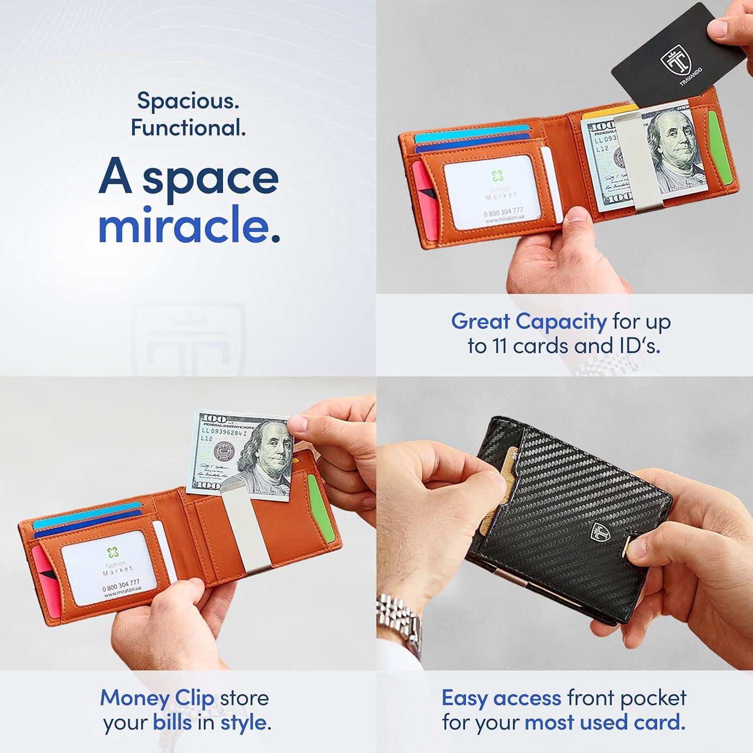 Cartera Slim Travando AUSTIN para Hombre con Clip y Bloqueo RFID