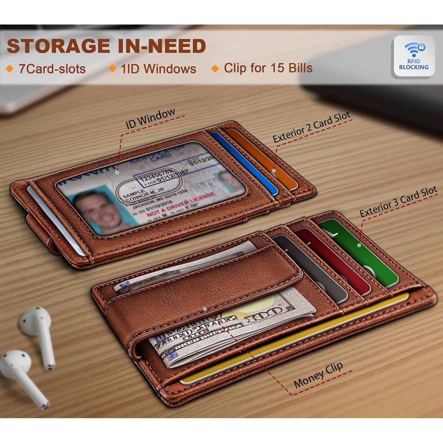 Billetera de Cuero Bulliant para Hombres con Clip y RFID