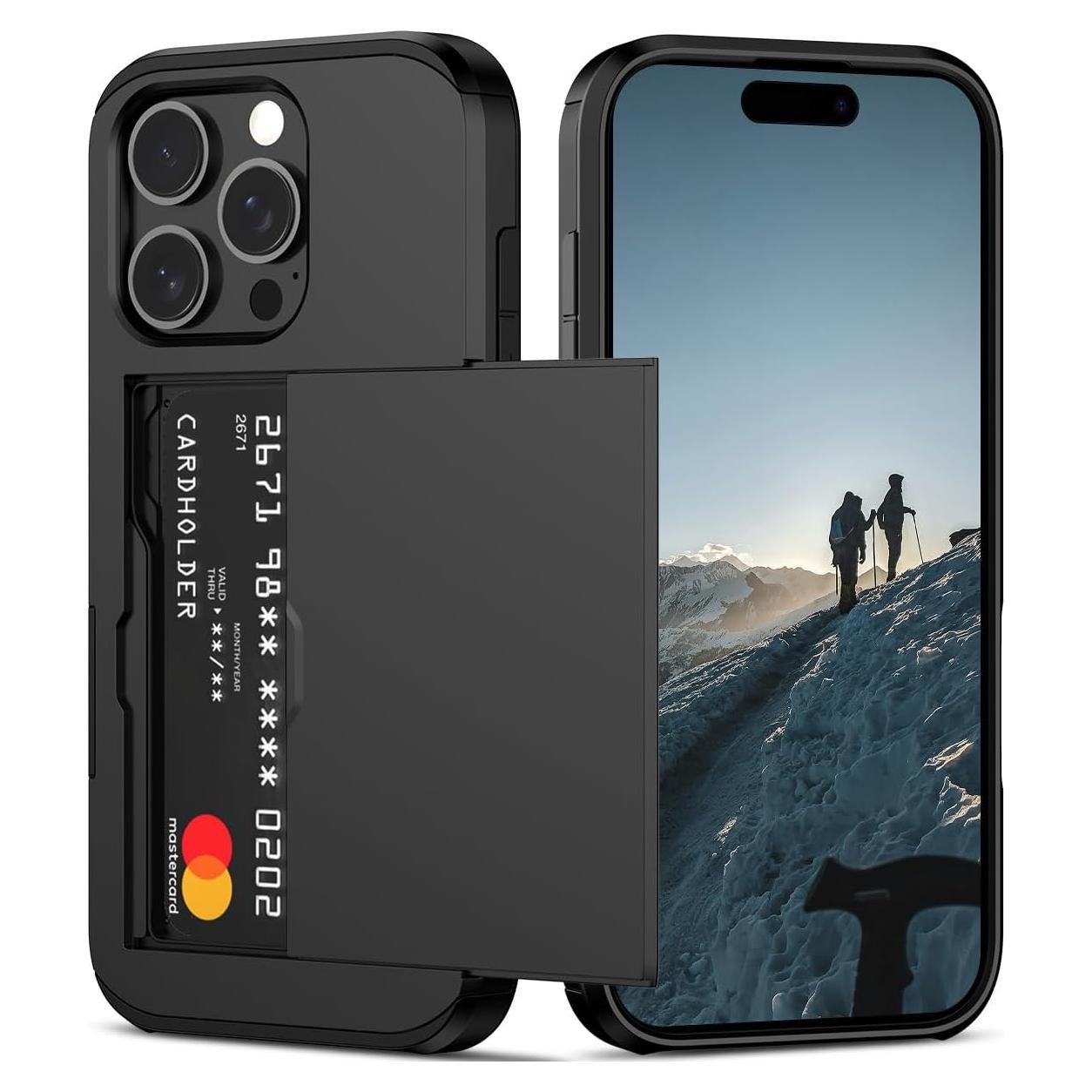 Funda Cartera Nvollnoe para iPhone 16 Pro - Doble Capa Negra