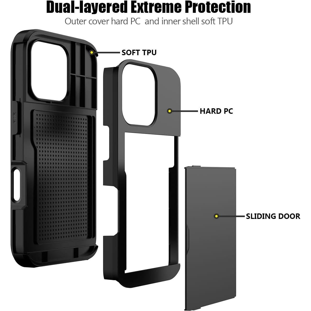 Funda Cartera Nvollnoe para iPhone 16 Pro - Doble Capa Negra