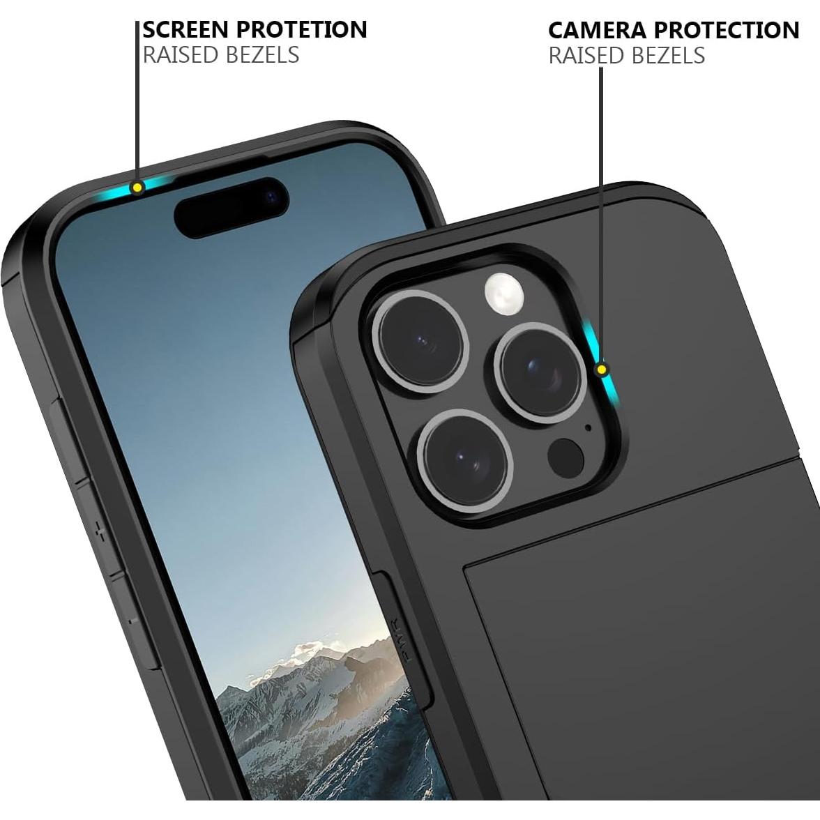 Funda Cartera Nvollnoe para iPhone 16 Pro - Doble Capa Negra