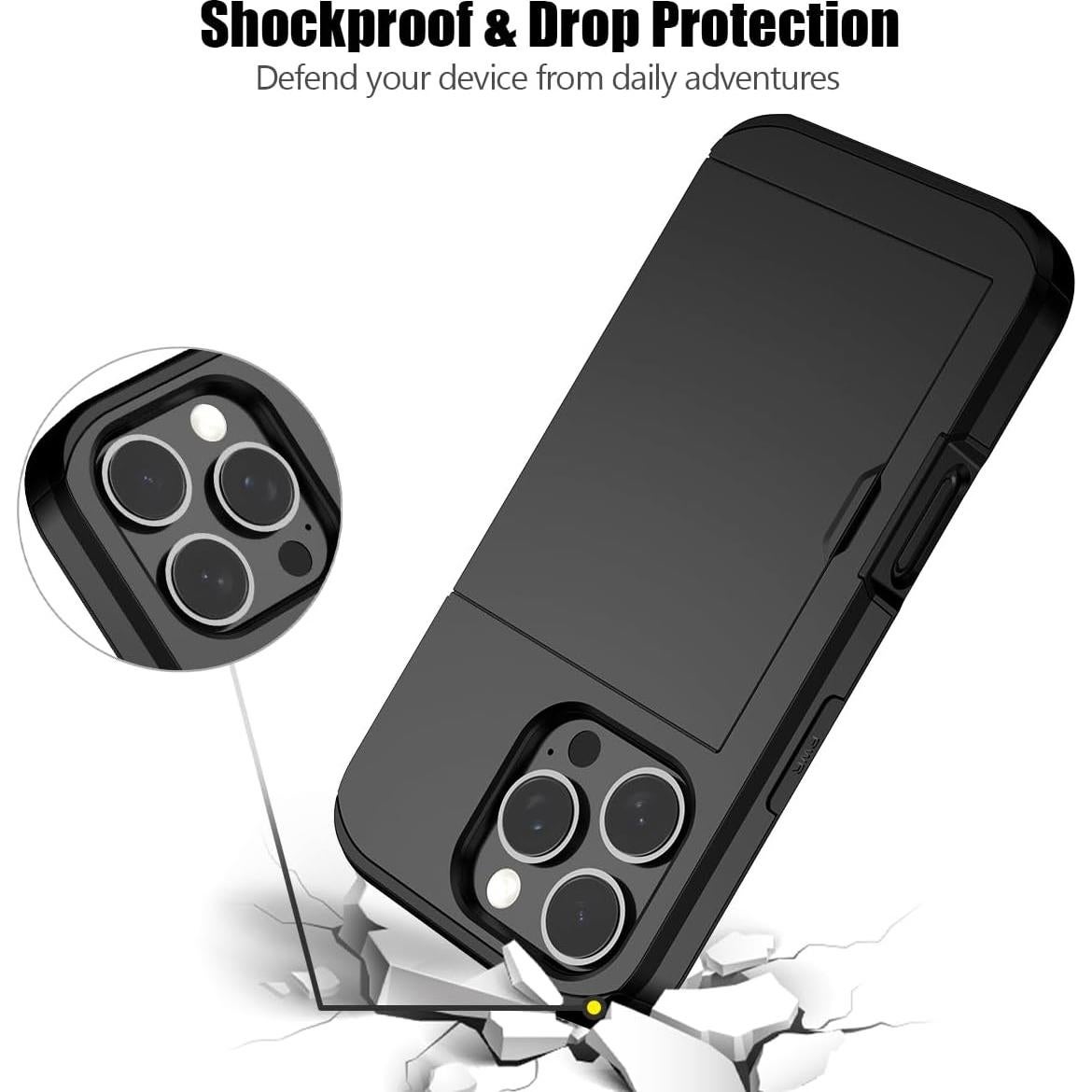 Funda Cartera Nvollnoe para iPhone 16 Pro - Doble Capa Negra