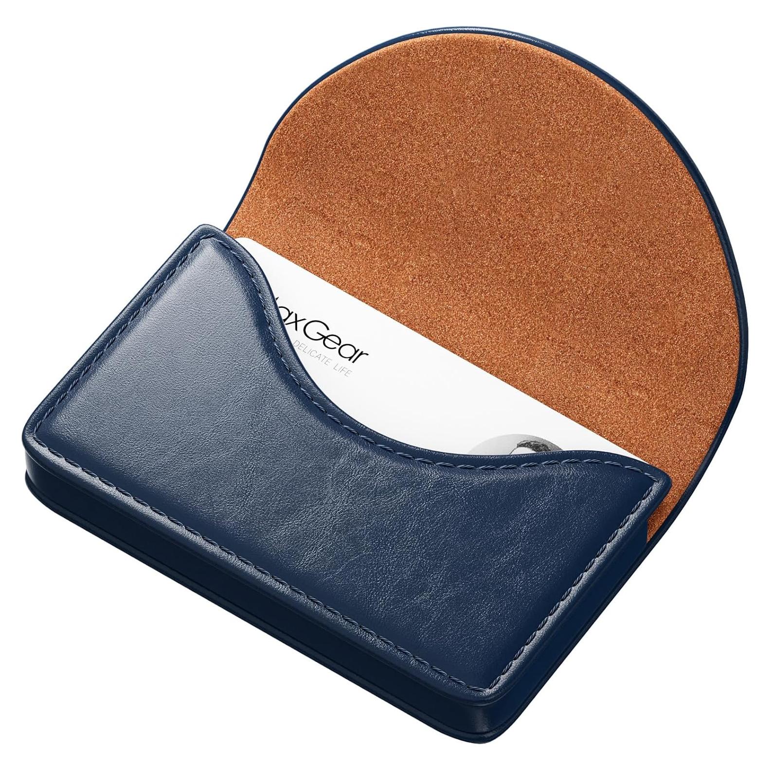 Estuche para Tarjetas de Negocios MaxGear de Cuero Marino