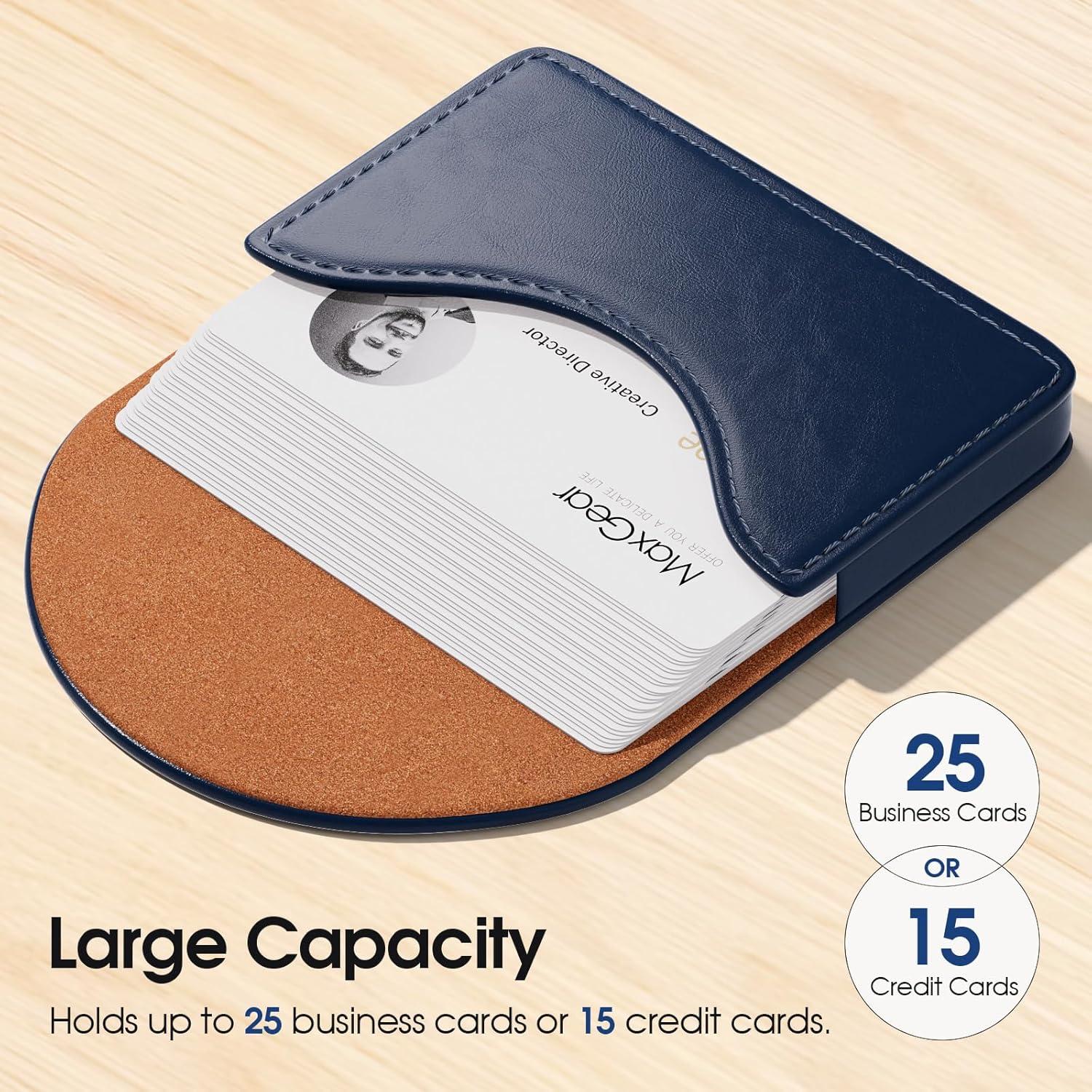 Estuche para Tarjetas de Negocios MaxGear de Cuero Marino