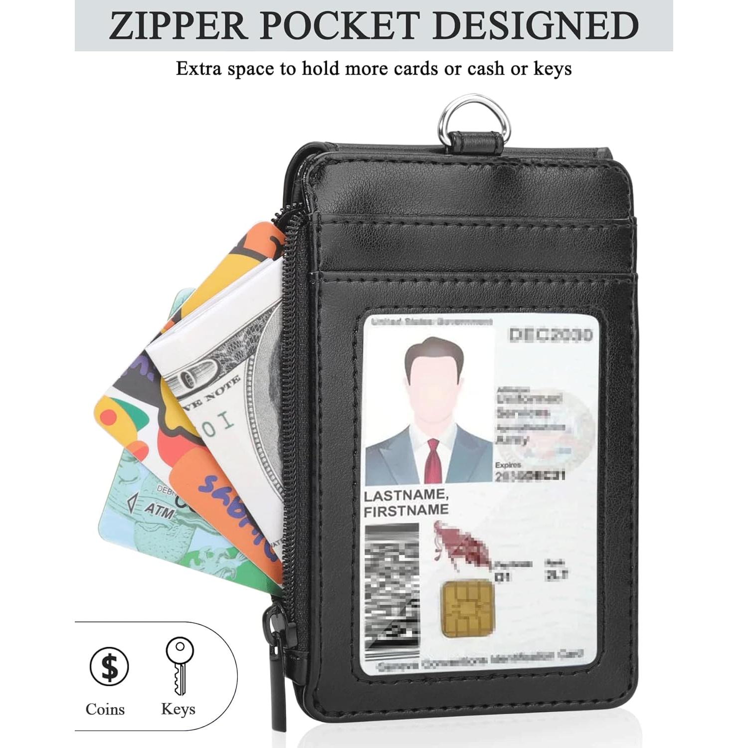 Porta Credencial Teskyer Negro con Cordón y 4 Ranuras