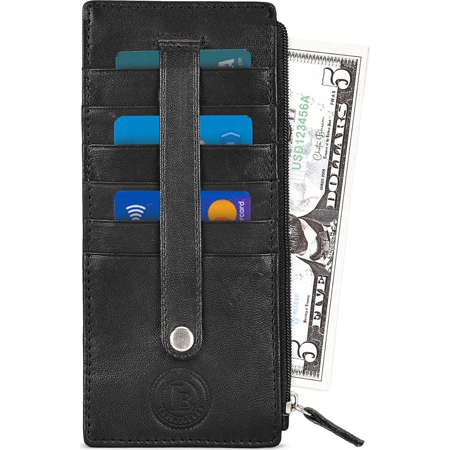 Cartera de Cuero para Mujeres Leatherboss Negra Todo en Uno