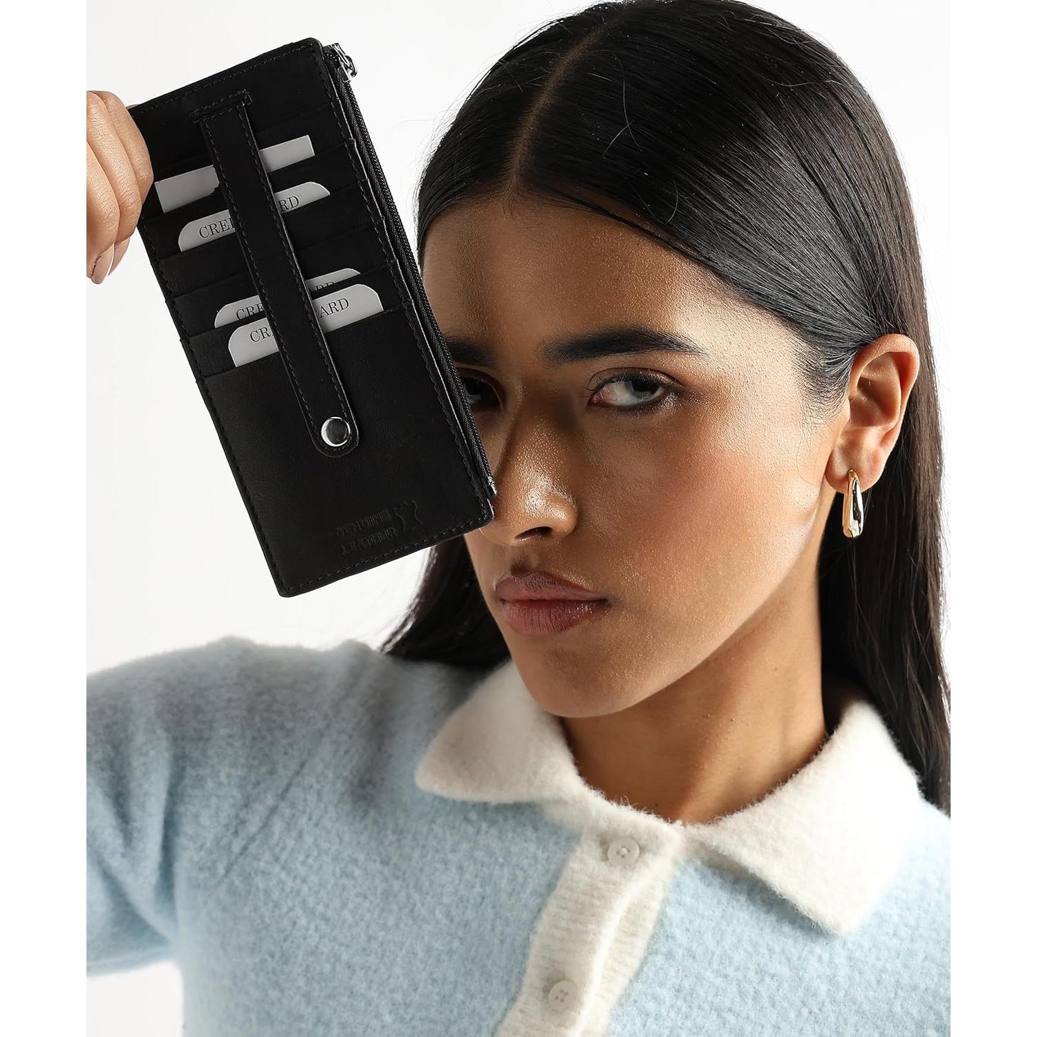 Cartera de Cuero para Mujeres Leatherboss Negra Todo en Uno