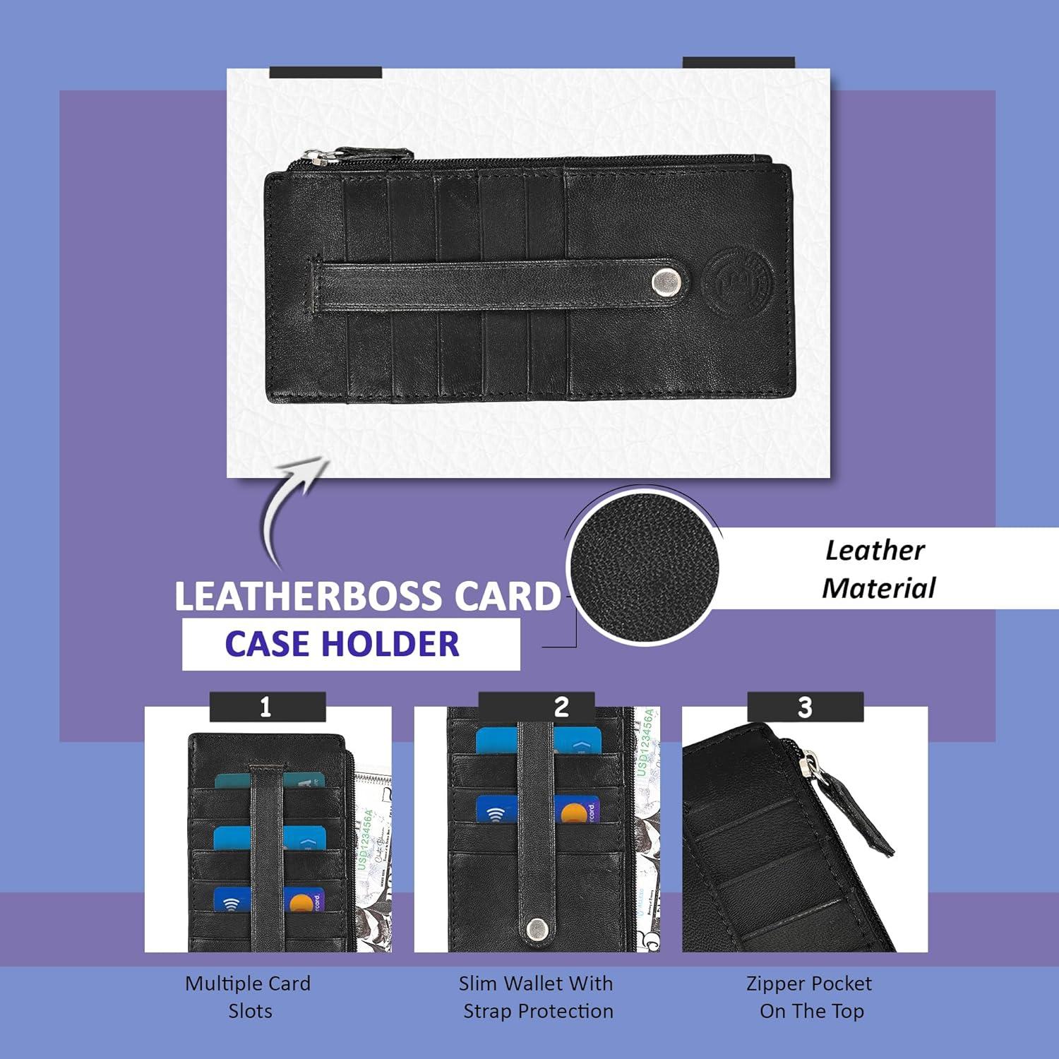 Cartera de Cuero para Mujeres Leatherboss Negra Todo en Uno