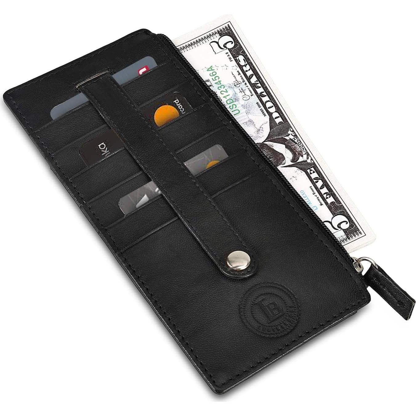 Cartera de Cuero para Mujeres Leatherboss Negra Todo en Uno