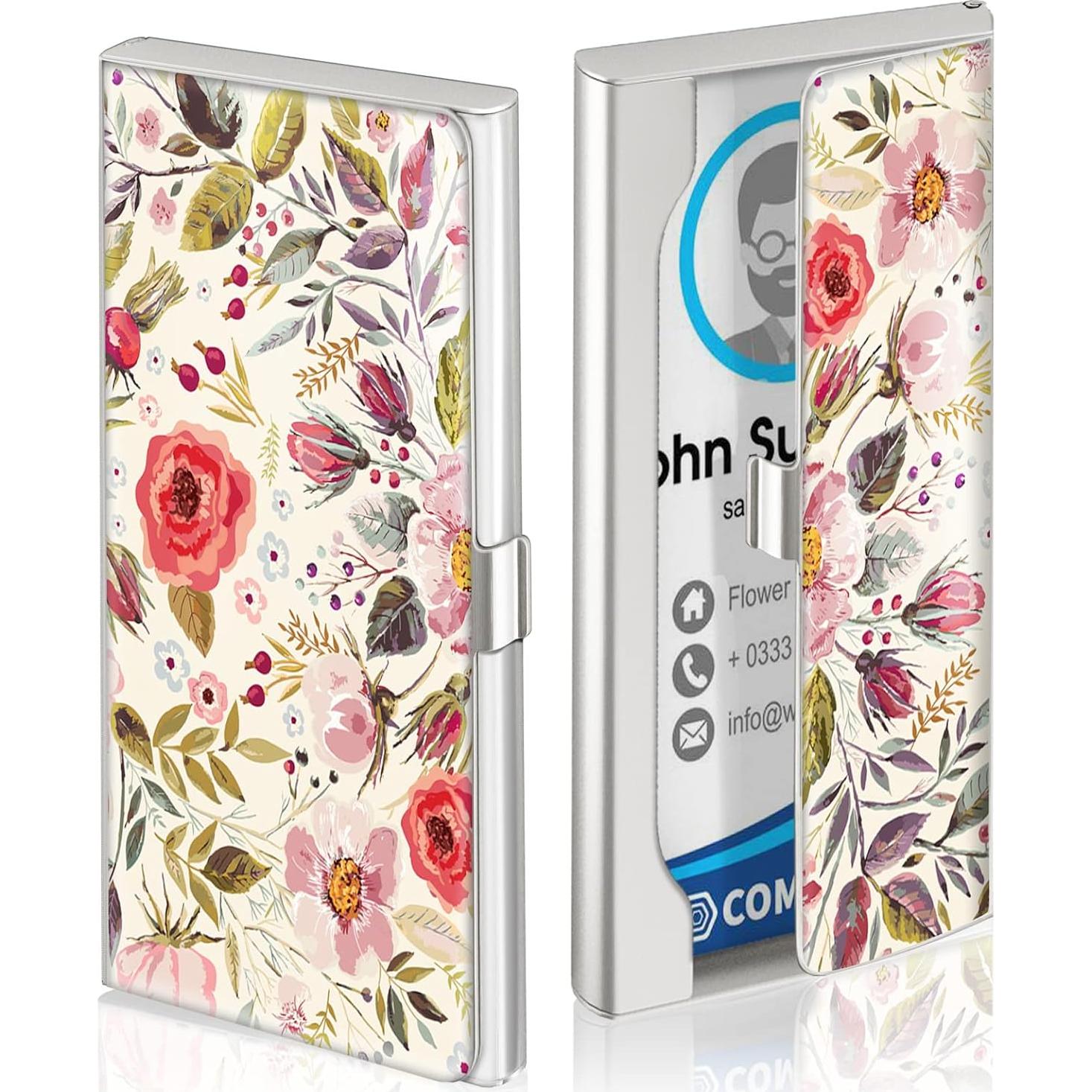 Cartera Portatarjetas Swooflia Floral Retro Metal 9.4x5.6cm