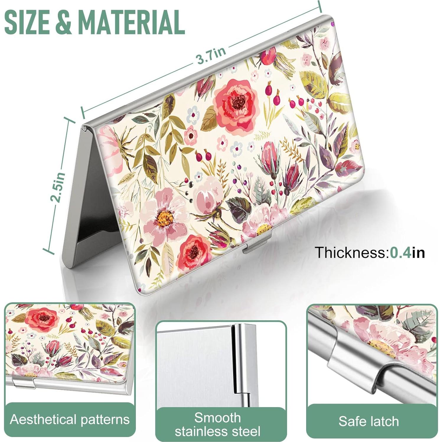 Cartera Portatarjetas Swooflia Floral Retro Metal 9.4x5.6cm