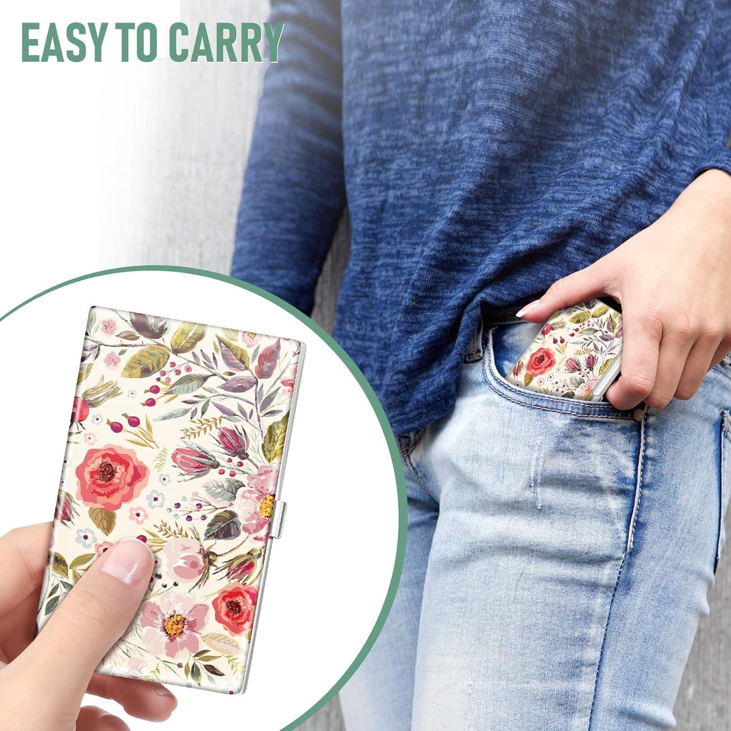 Cartera Portatarjetas Swooflia Floral Retro Metal 9.4x5.6cm